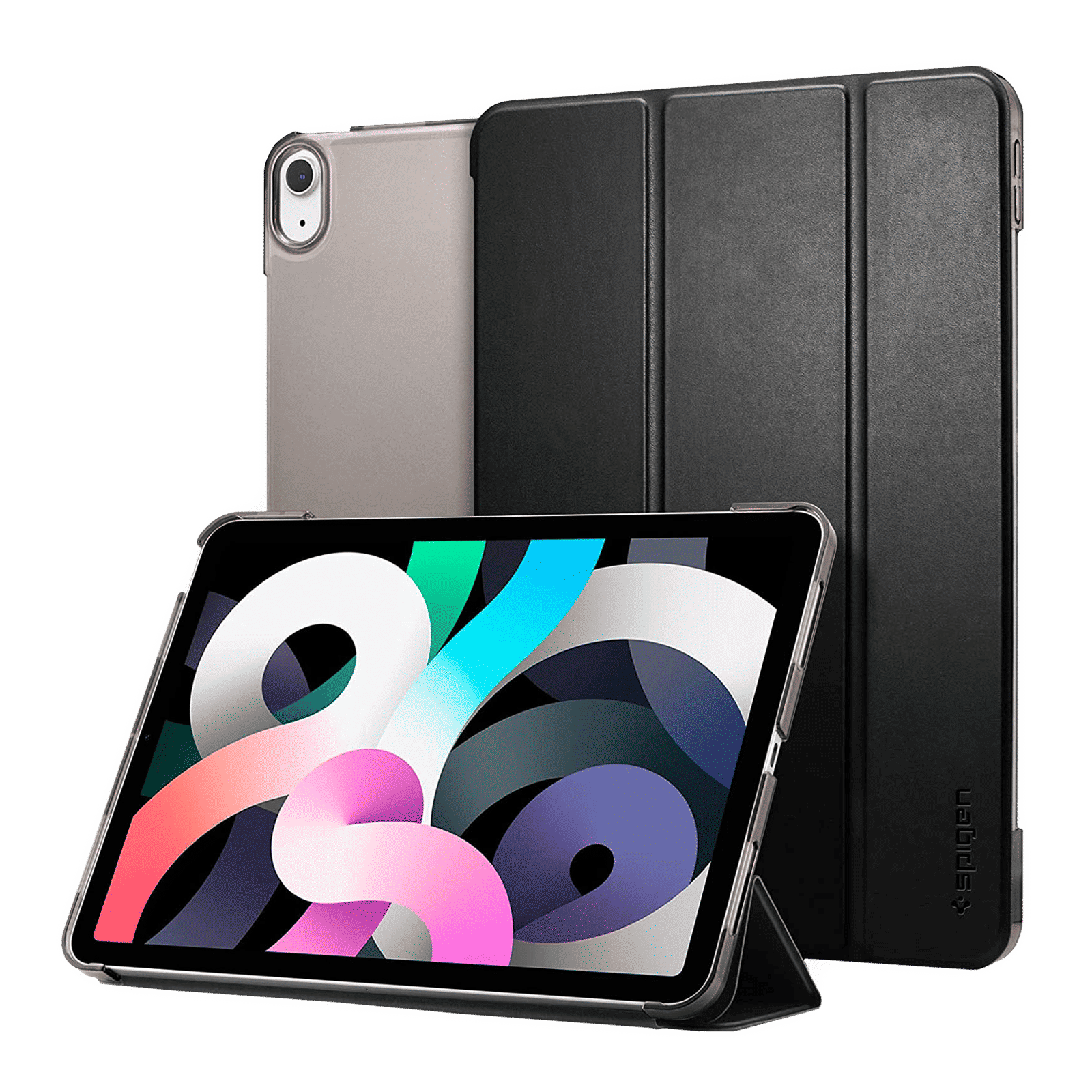 Spigen Smart Fold Polycarbonate, TPU Flip Cover for Apple iPad Air (4th & 5th Gen) (Scratch Protection, Black)_1