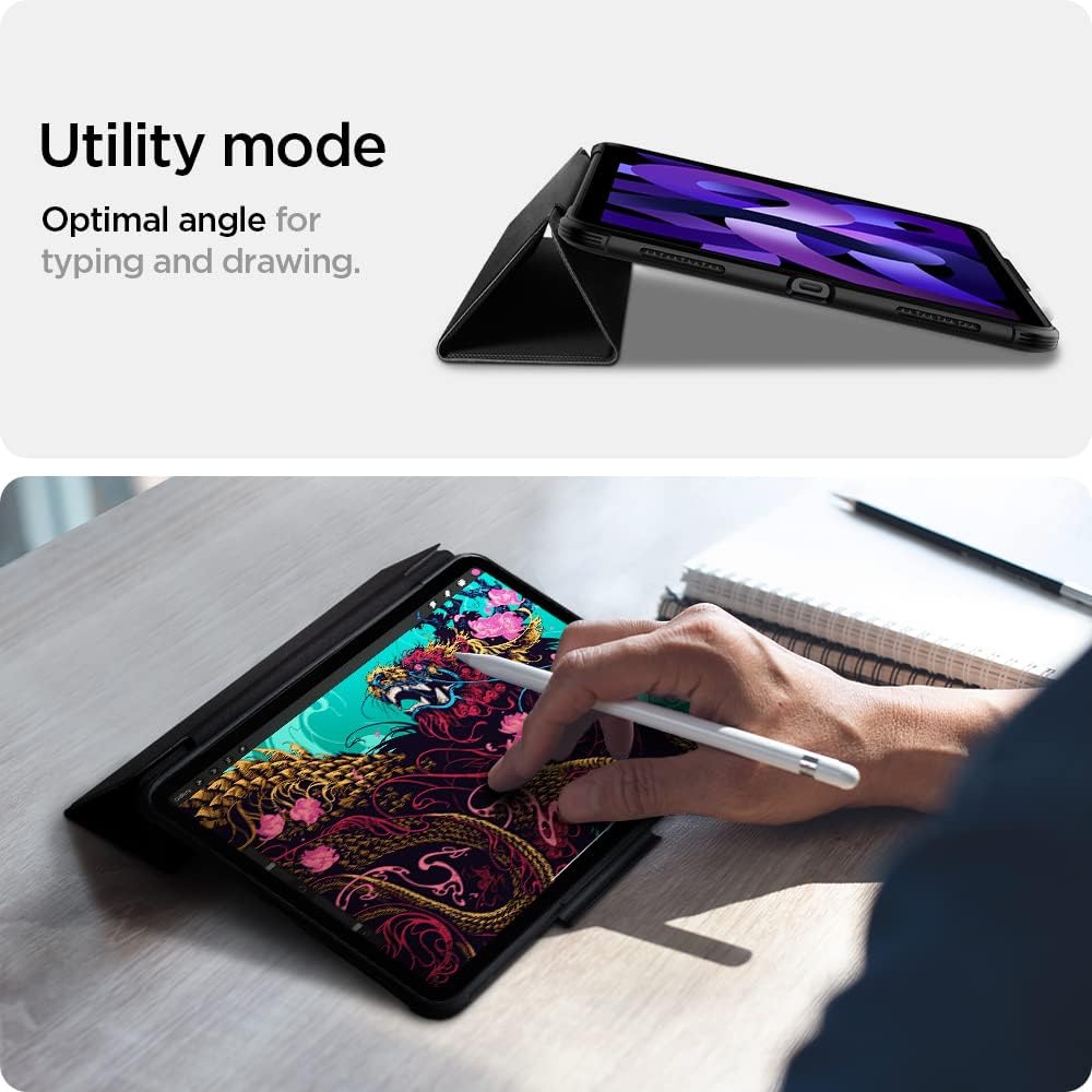 Spigen Rugged Armor Pro Polycarbonate, TPU Flip Cover for Apple iPad Air (4th & 5th Gen) (Built-in Kickstand, Black)_10