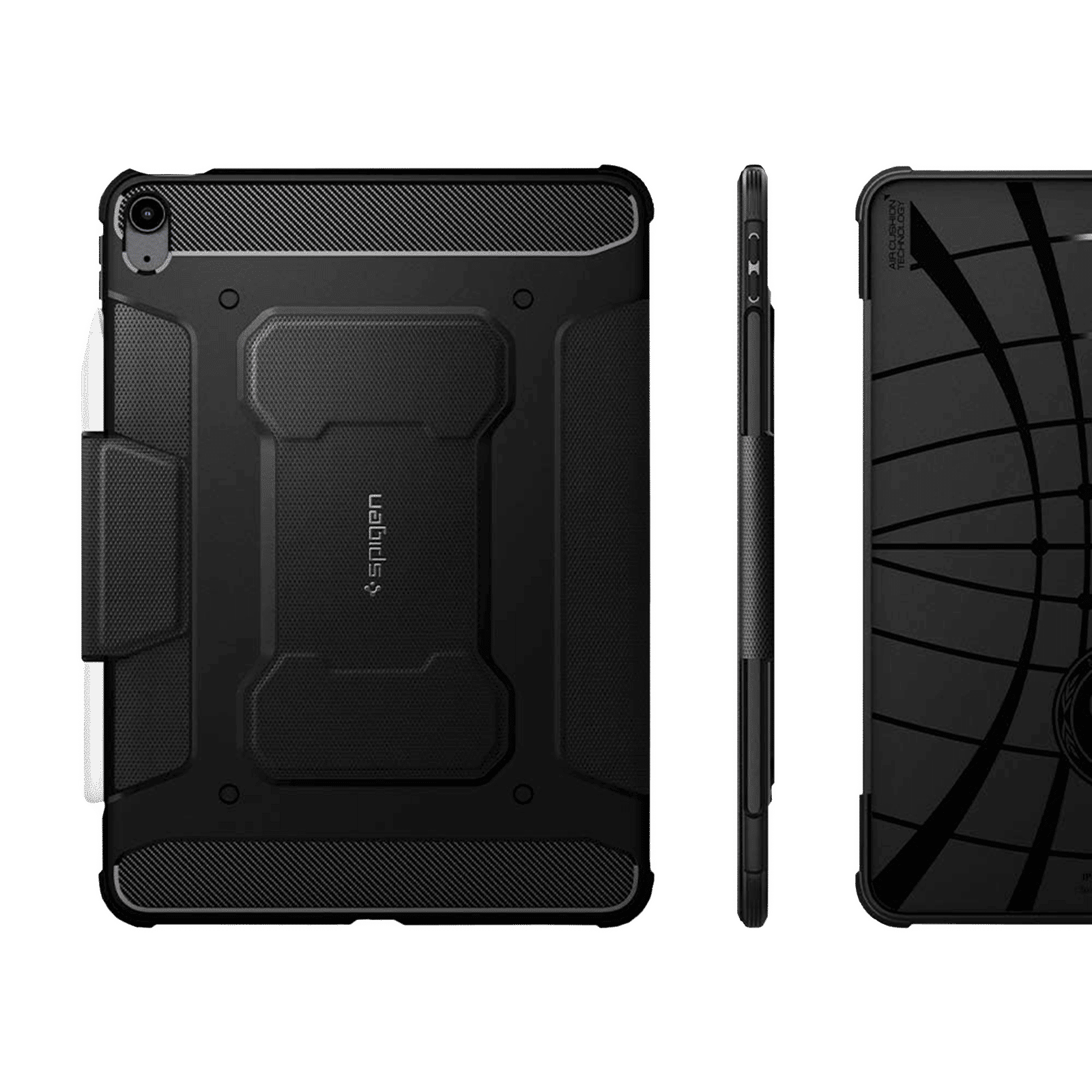Spigen Rugged Armor Pro Polycarbonate, TPU Flip Cover for Apple iPad Air (4th & 5th Gen) (Built-in Kickstand, Black)_12