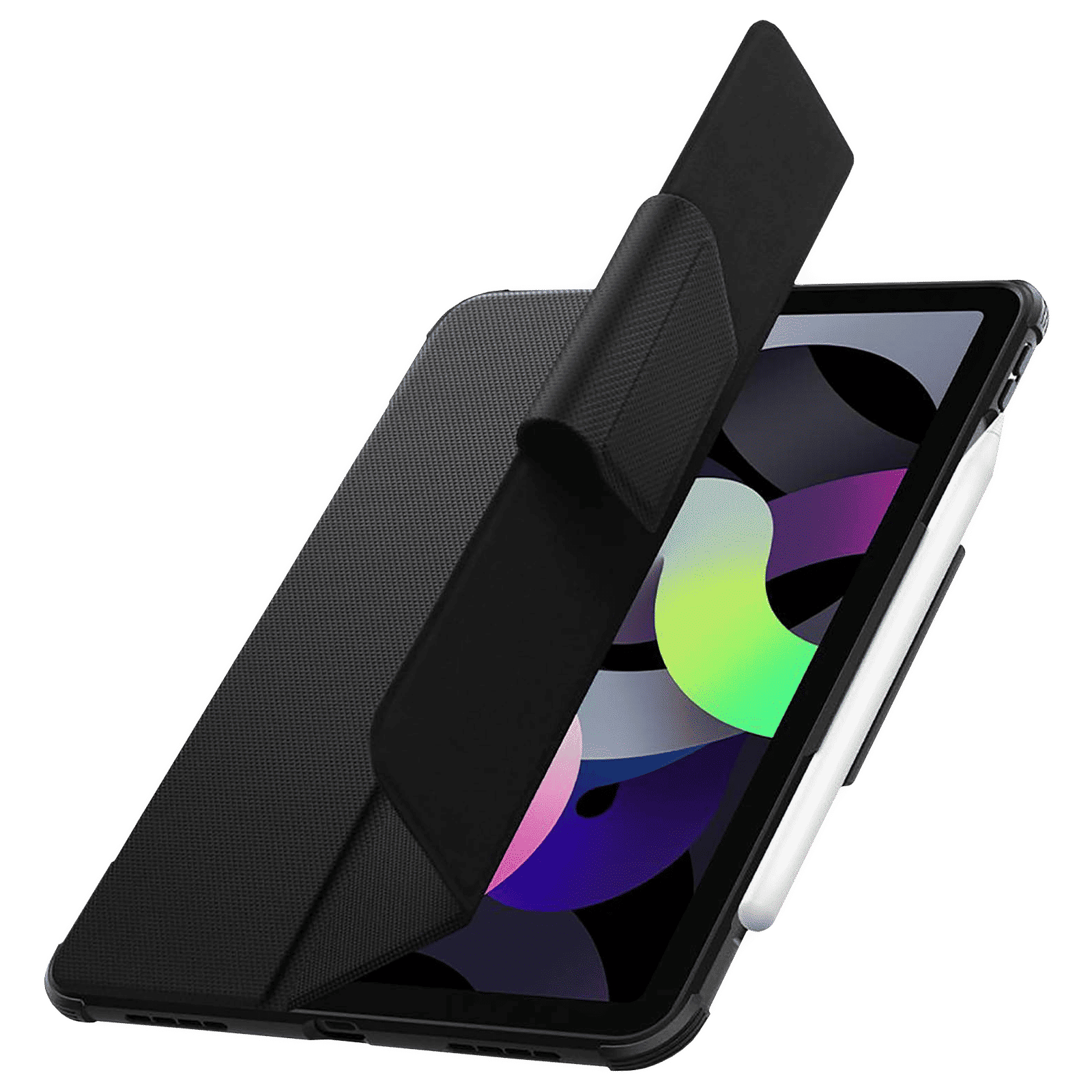 Spigen Rugged Armor Pro Polycarbonate, TPU Flip Cover for Apple iPad Air (4th & 5th Gen) (Built-in Kickstand, Black)_3