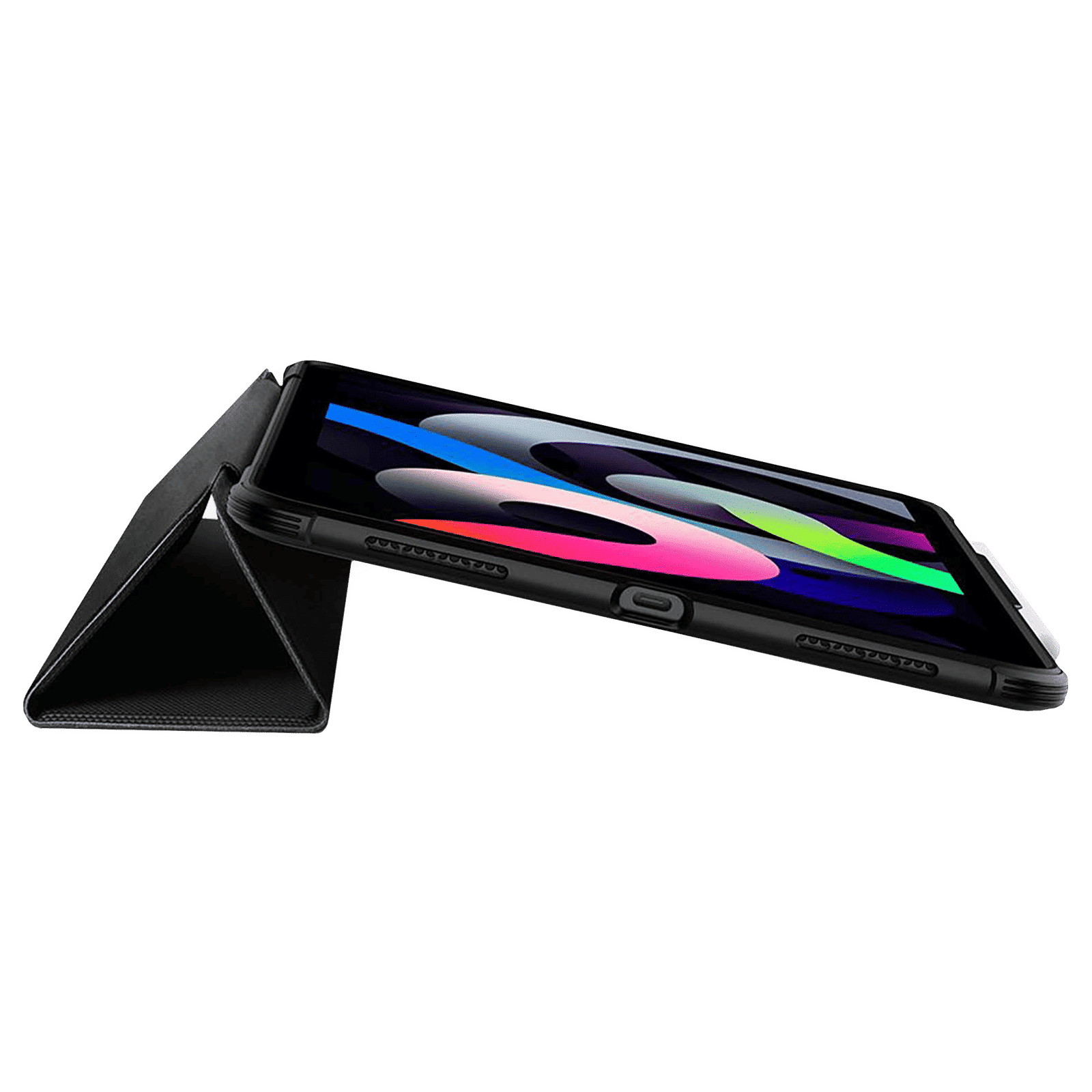 Spigen Rugged Armor Pro Polycarbonate, TPU Flip Cover for Apple iPad Air (4th & 5th Gen) (Built-in Kickstand, Black)_5