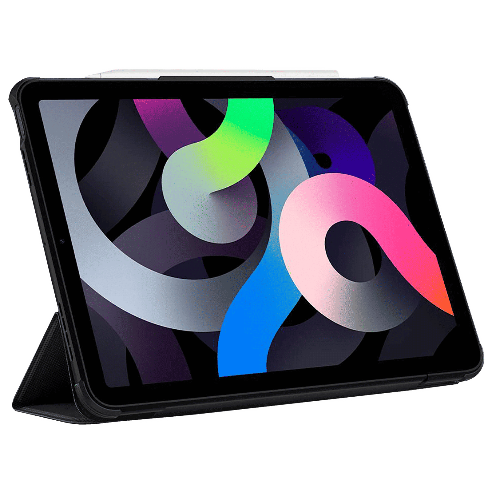 Spigen Rugged Armor Pro Polycarbonate, TPU Flip Cover for Apple iPad Air (4th & 5th Gen) (Built-in Kickstand, Black)_6