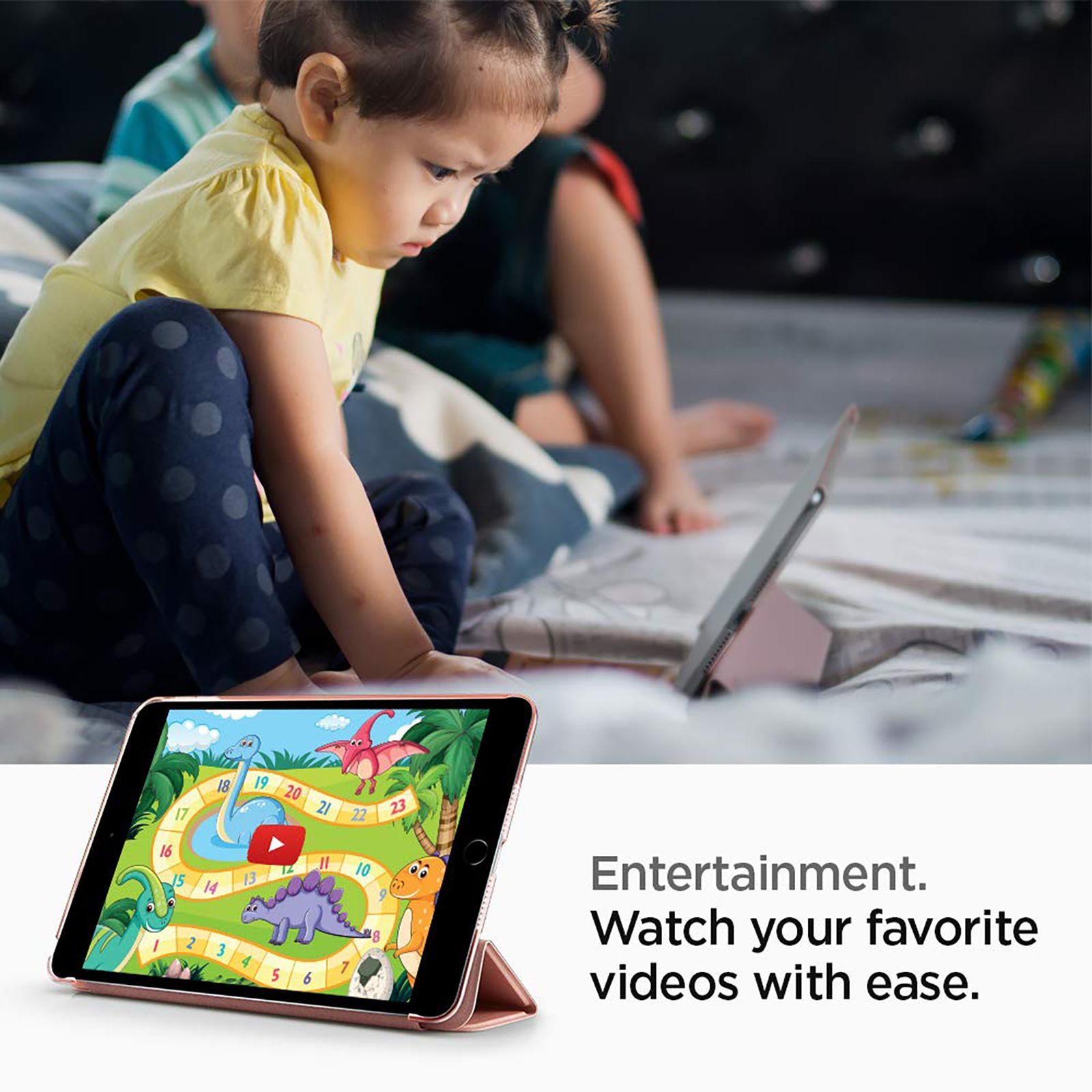 Spigen Smart Fold Polycarbonate, Faux Leather Flip Cover for Apple iPad Mini (5th Gen) (Wake & Sleep Feature, Rose Gold)_3