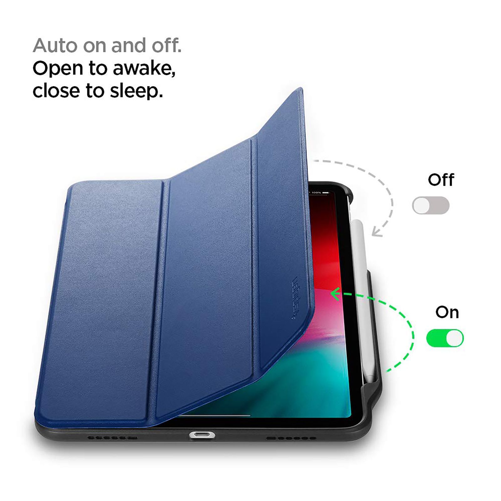 Spigen Smart Fold 2 Polycarbonate, TPU Flip Cover for Apple iPad Pro (Built-in Pen Slot, Blue)_4