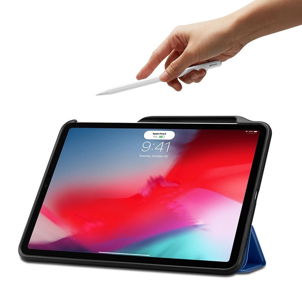 Spigen Smart Fold 2 Polycarbonate, TPU Flip Cover for Apple iPad Pro (Built-in Pen Slot, Blue)_6