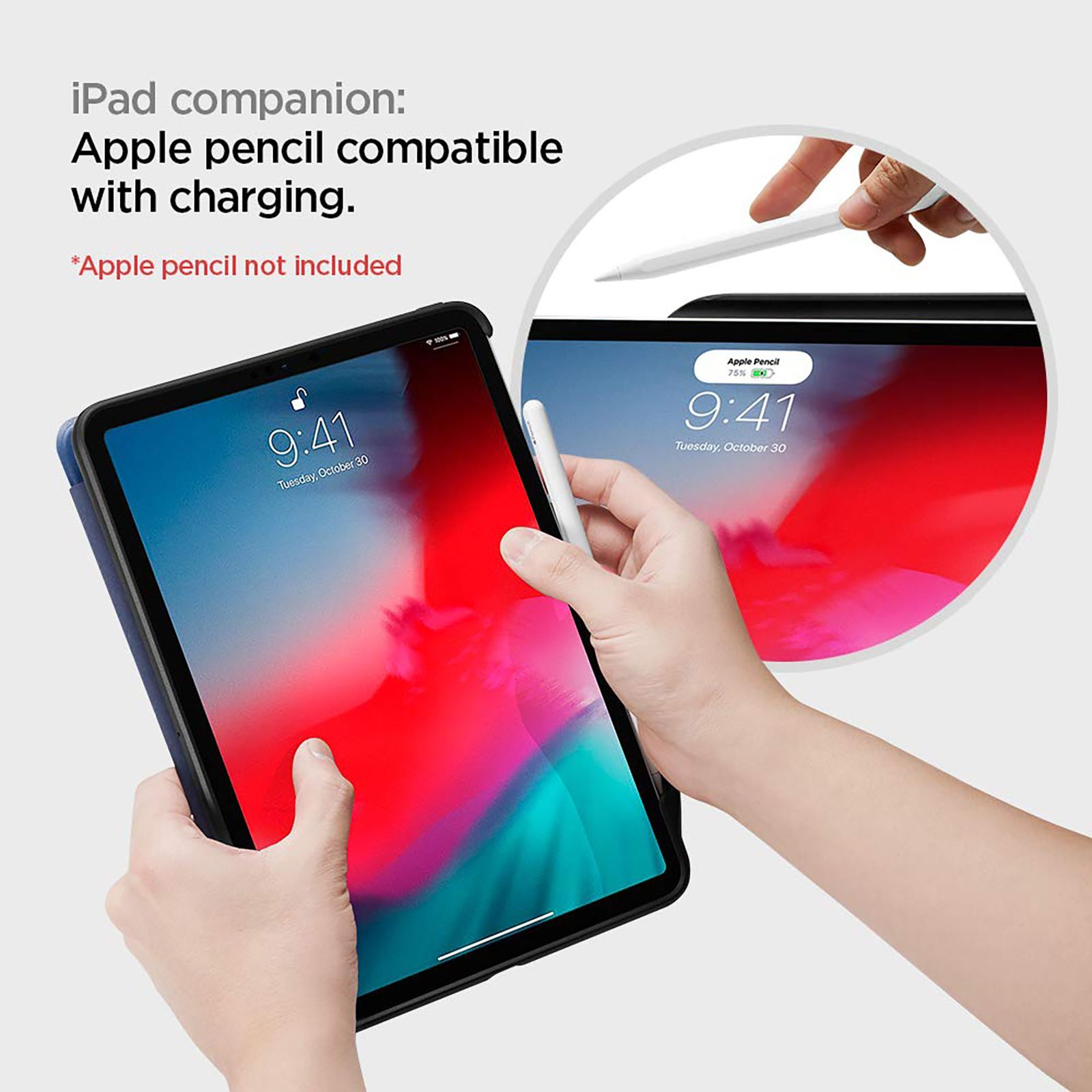 Spigen Smart Fold 2 Polycarbonate, TPU Flip Cover for Apple iPad Pro (Built-in Pen Slot, Blue)_11