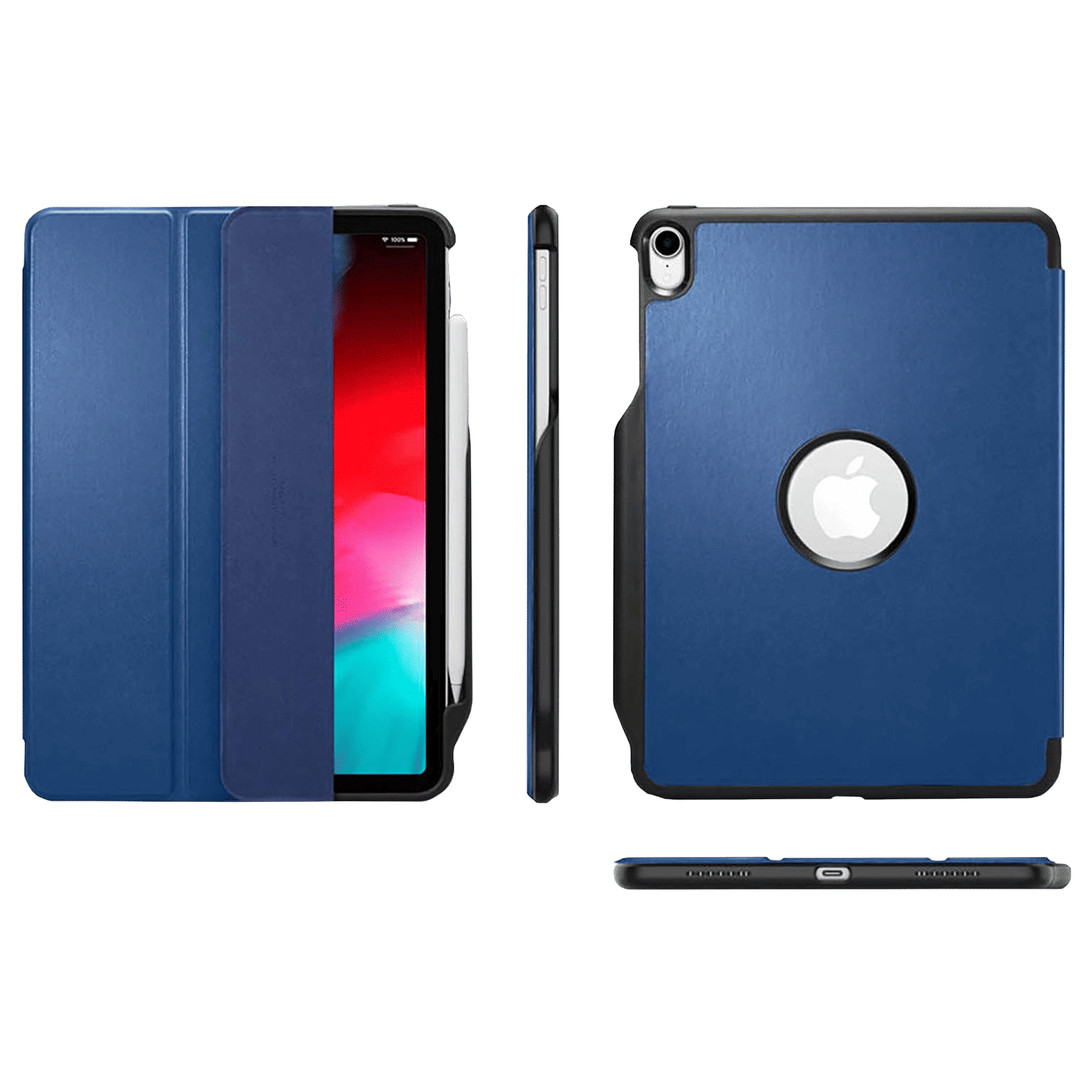 Spigen Smart Fold 2 Polycarbonate, TPU Flip Cover for Apple iPad Pro (Built-in Pen Slot, Blue)_13
