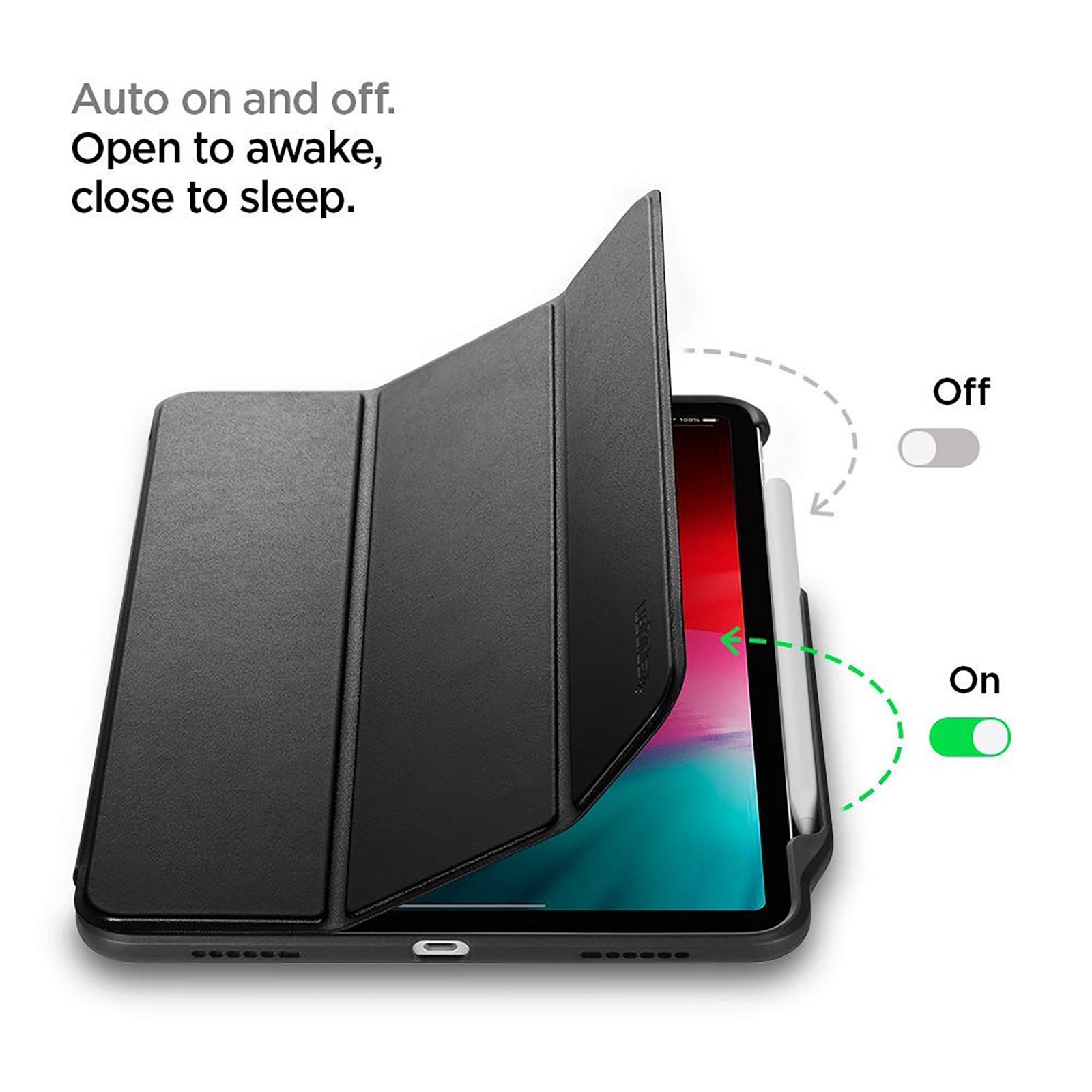 Spigen Smart Fold 2 Polycarbonate, TPU Flip Cover for Apple iPad Pro (Built-in Pen Slot, Black)_9