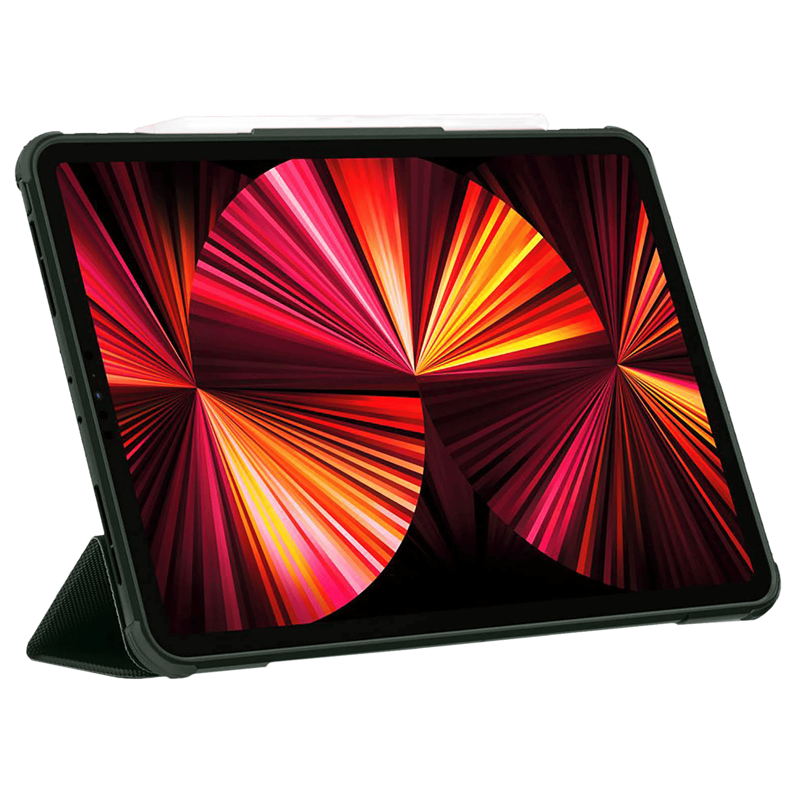 spigen Rugged Armor Pro Polyurethane Leather, TPU Flip Cover for Apple iPad Pro (Built-in Kickstand, Military Green)_5