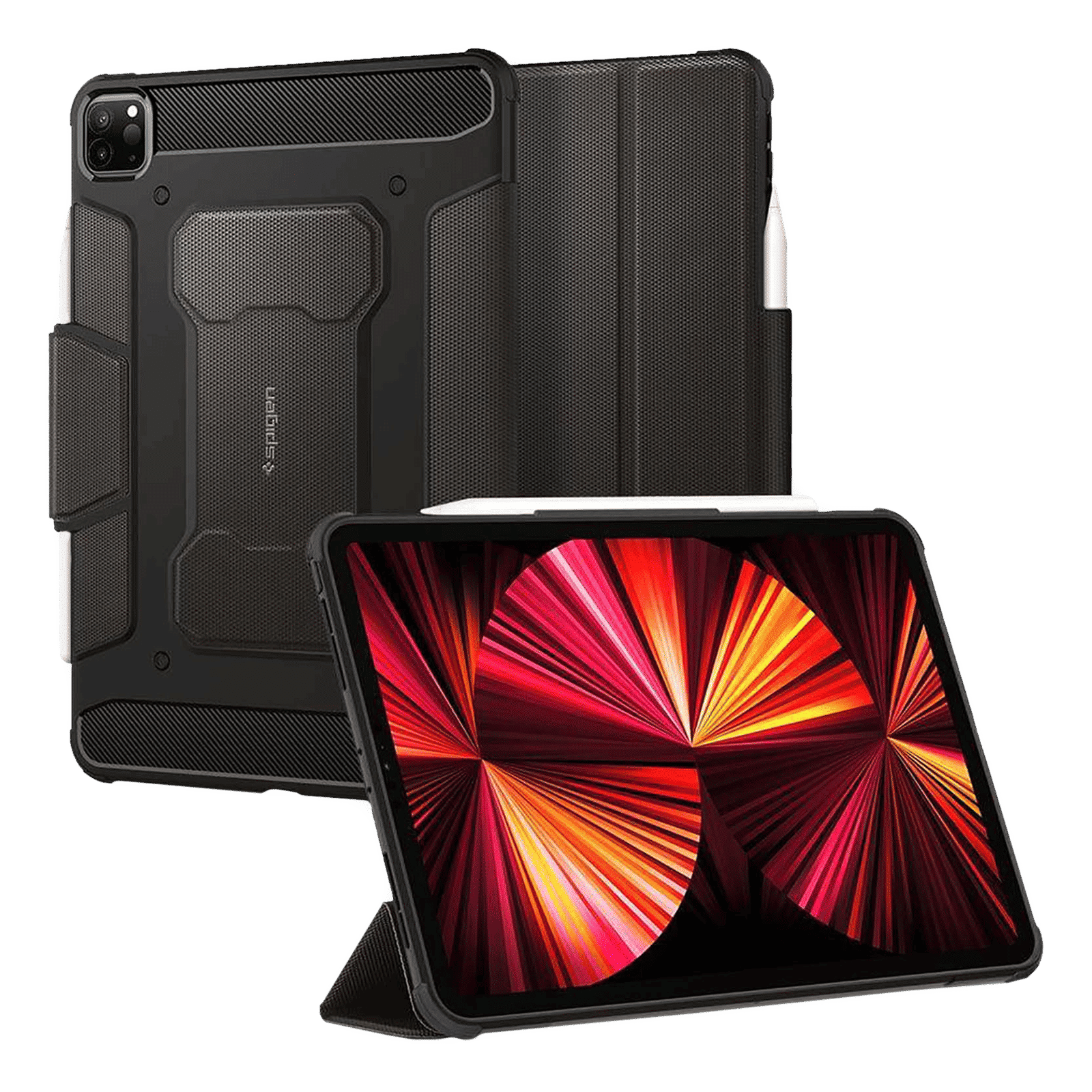 Spigen Rugged Armor Pro Polyurethane Leather, TPU Flip Cover for Apple iPad Pro (Built-in Kickstand, Gunmetal)_1
