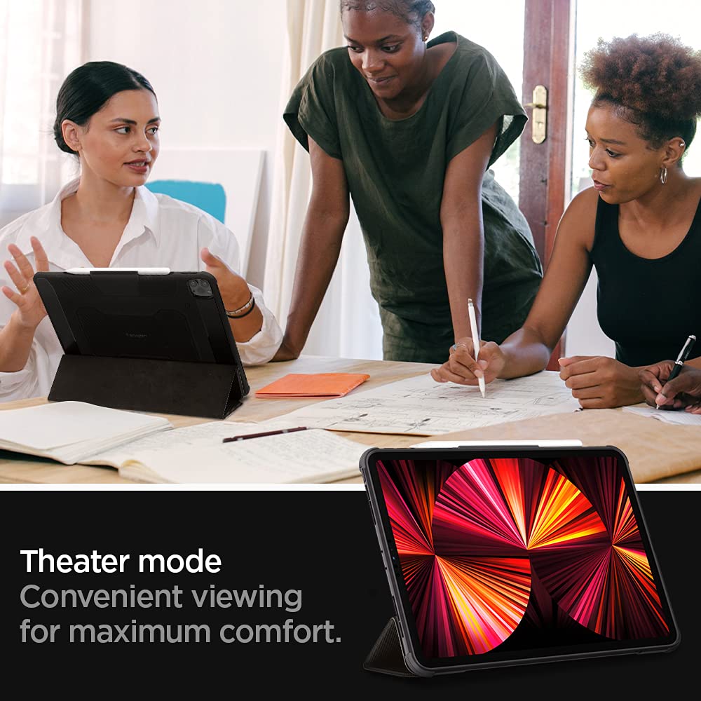 Spigen Rugged Armor Pro Polyurethane Leather, TPU Flip Cover for Apple iPad Pro (Built-in Kickstand, Gunmetal)_7