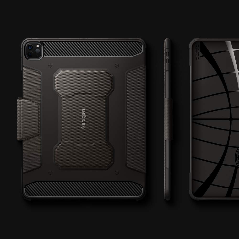 Spigen Rugged Armor Pro Polyurethane Leather, TPU Flip Cover for Apple iPad Pro (Built-in Kickstand, Gunmetal)_14