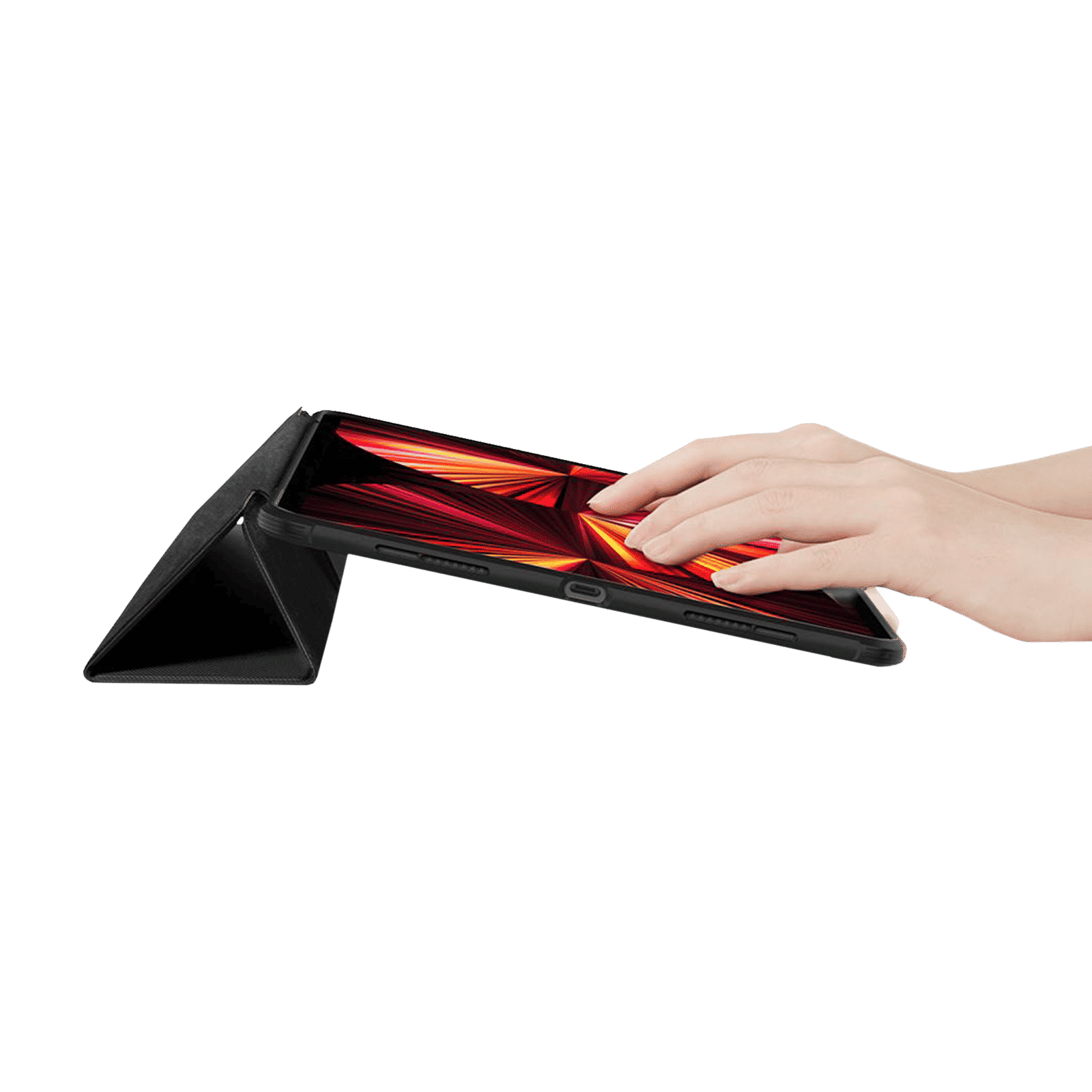 Spigen Rugged Armor Pro Polyurethane Leather, TPU Flip Cover for Apple iPad Pro (Built-in Kickstand, Black)_12