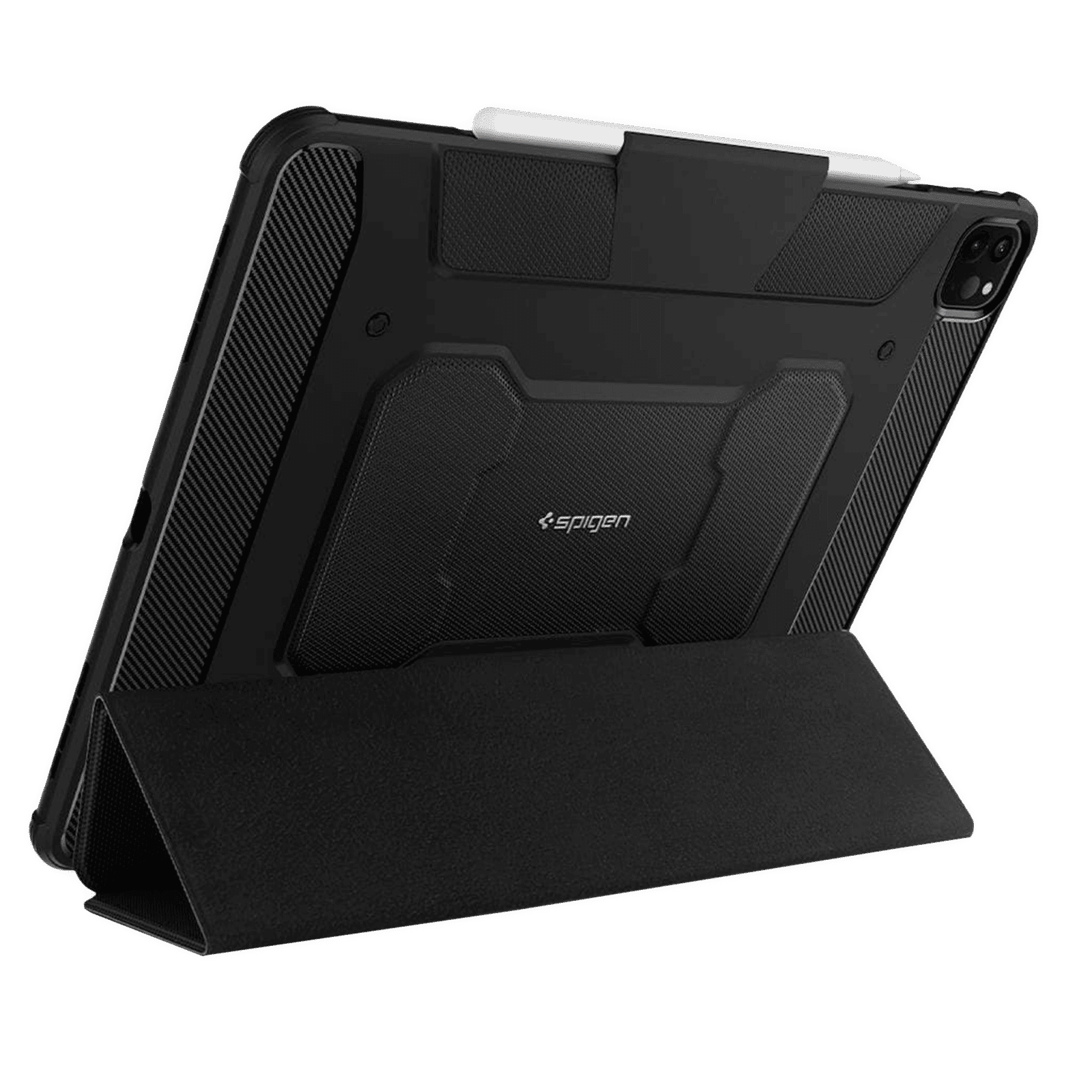 Spigen Rugged Armor Pro Polyurethane Leather, TPU Flip Cover for Apple iPad Pro (Built-in Kickstand, Black)_4