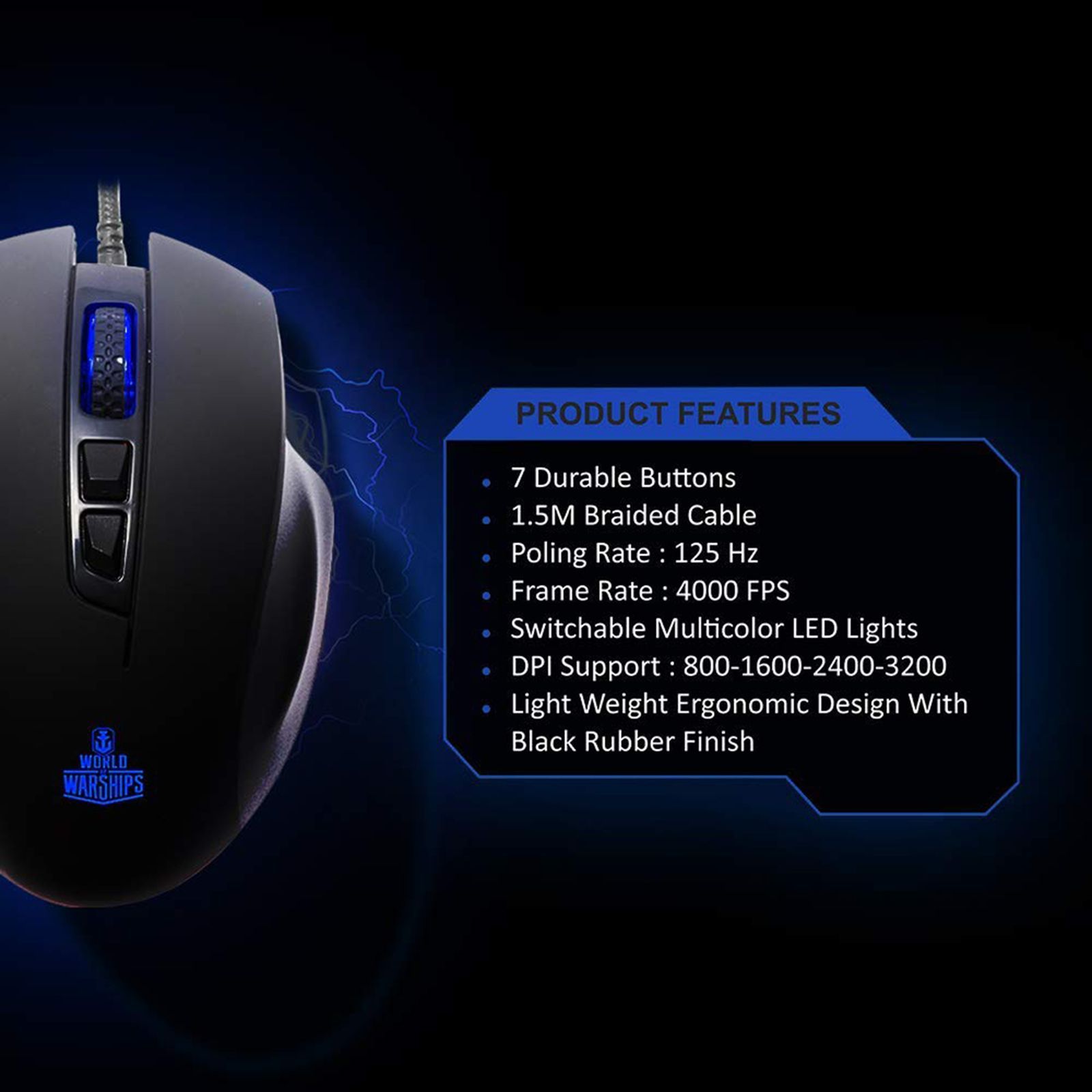 ANT ESPORTS GM200W Wired Optical Gaming Mouse (3200 DPI Adjustable, Ergonomic Design, Black)_7