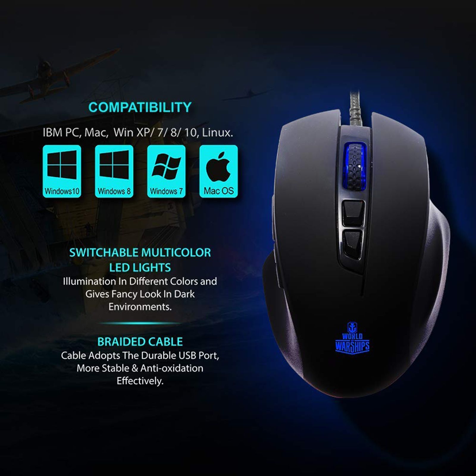 ANT ESPORTS GM200W Wired Optical Gaming Mouse (3200 DPI Adjustable, Ergonomic Design, Black)_8