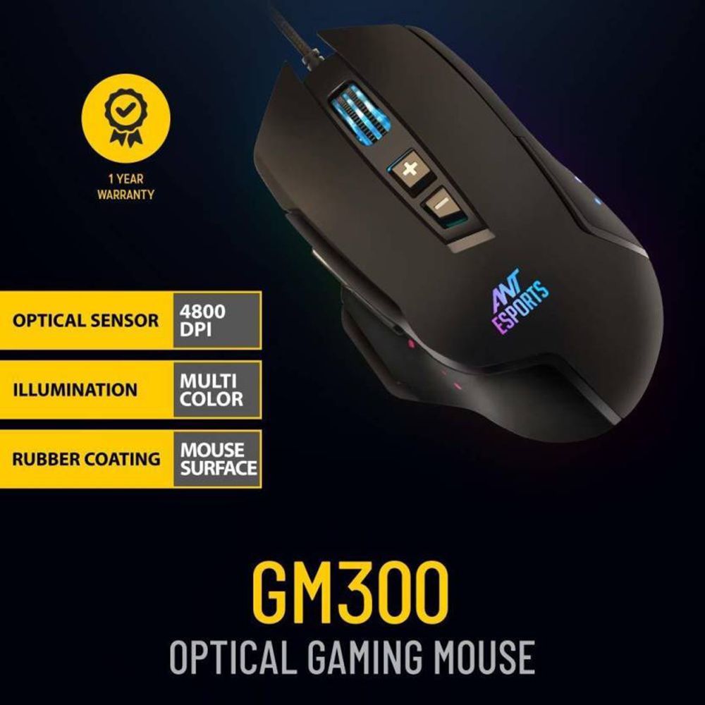 ANT ESPORTS GM300 Wired Optical Gaming Mouse (4800 DPI Adjustable, Ergonomic Design, Black)_6