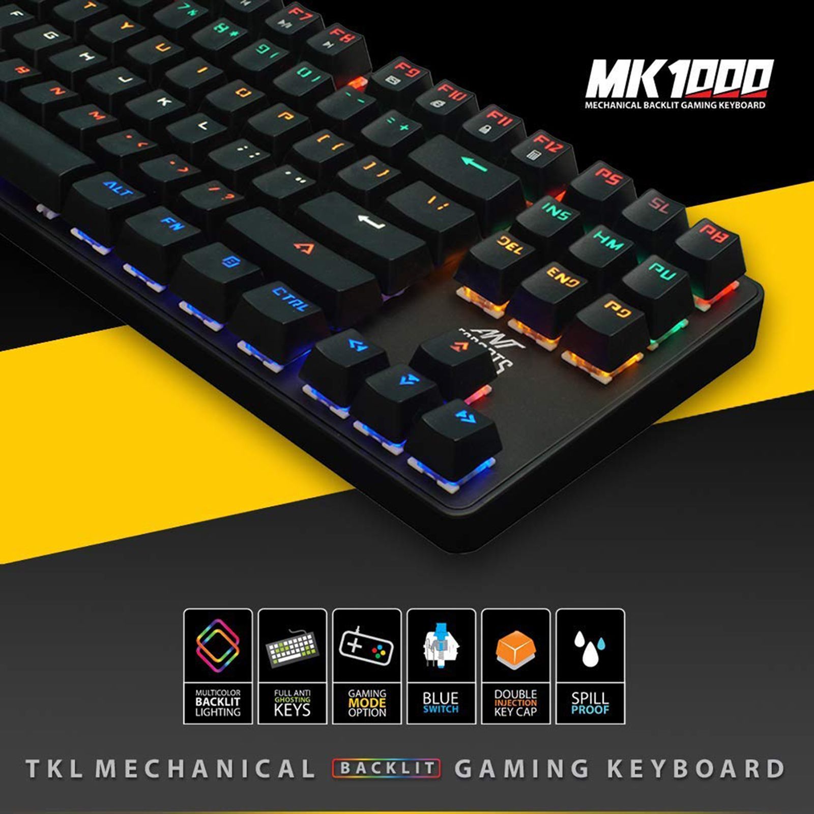 ANT ESPORTS MK1000 TKL Wired Gaming Keyboard with Backlit Keys (Anti Ghosting Keys, Black)_6