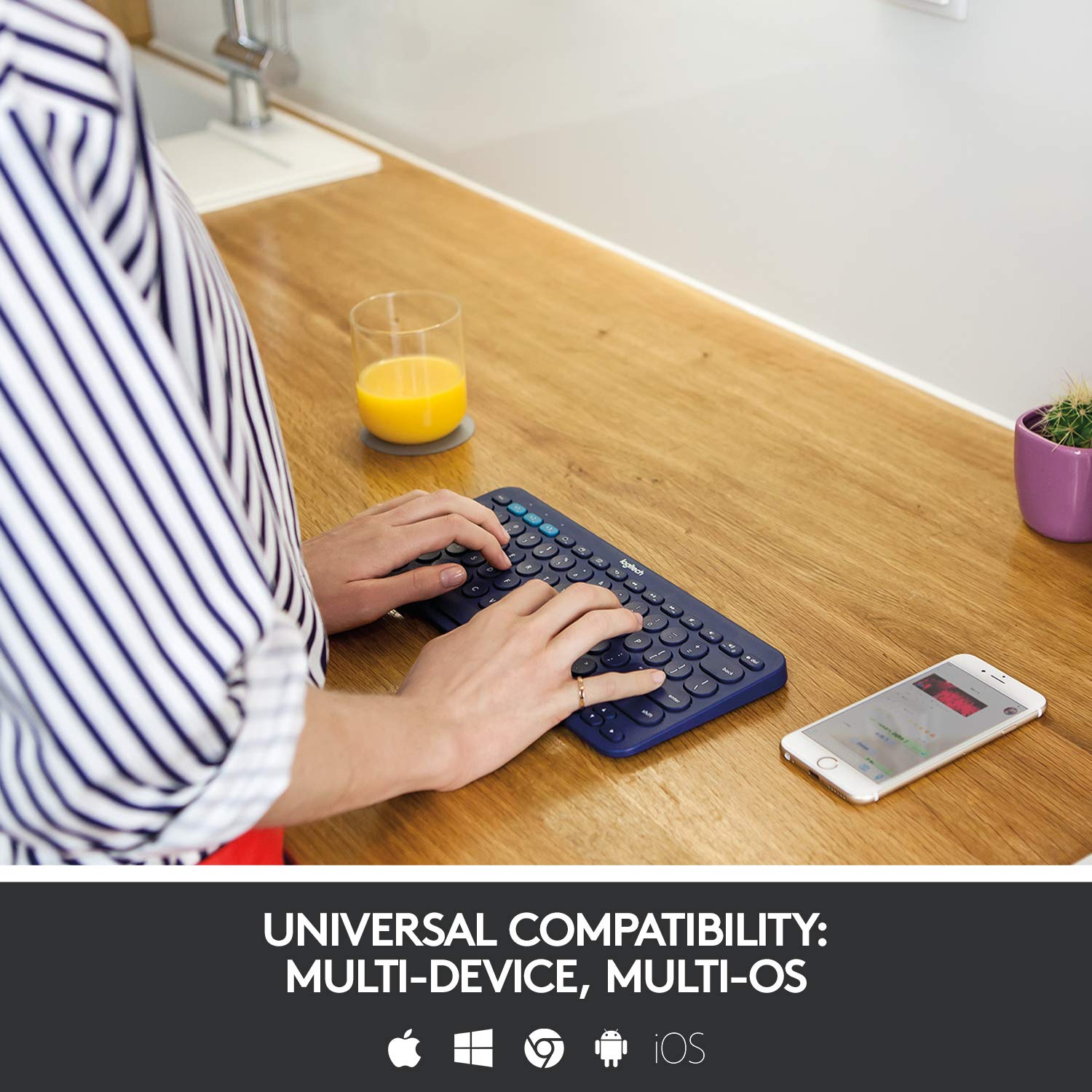 logitech K380 Bluetooth 3.0 Wireless Keyboard with Multi Device Connectivity (Low Profile Scissor Keys, Blue) logitech K380 Bluetooth 3.0 Wireless Keyboard with Multi Device Connectivity (Low Profile Scissor Keys, Blue)_9