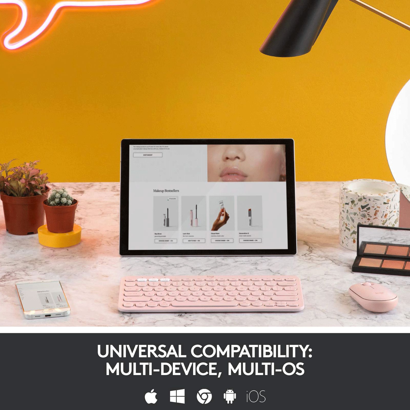 logitech K380 Bluetooth 3.0 Wireless Keyboard with Multi Device Connectivity (Low Profile Scissor Keys, Rose)_9