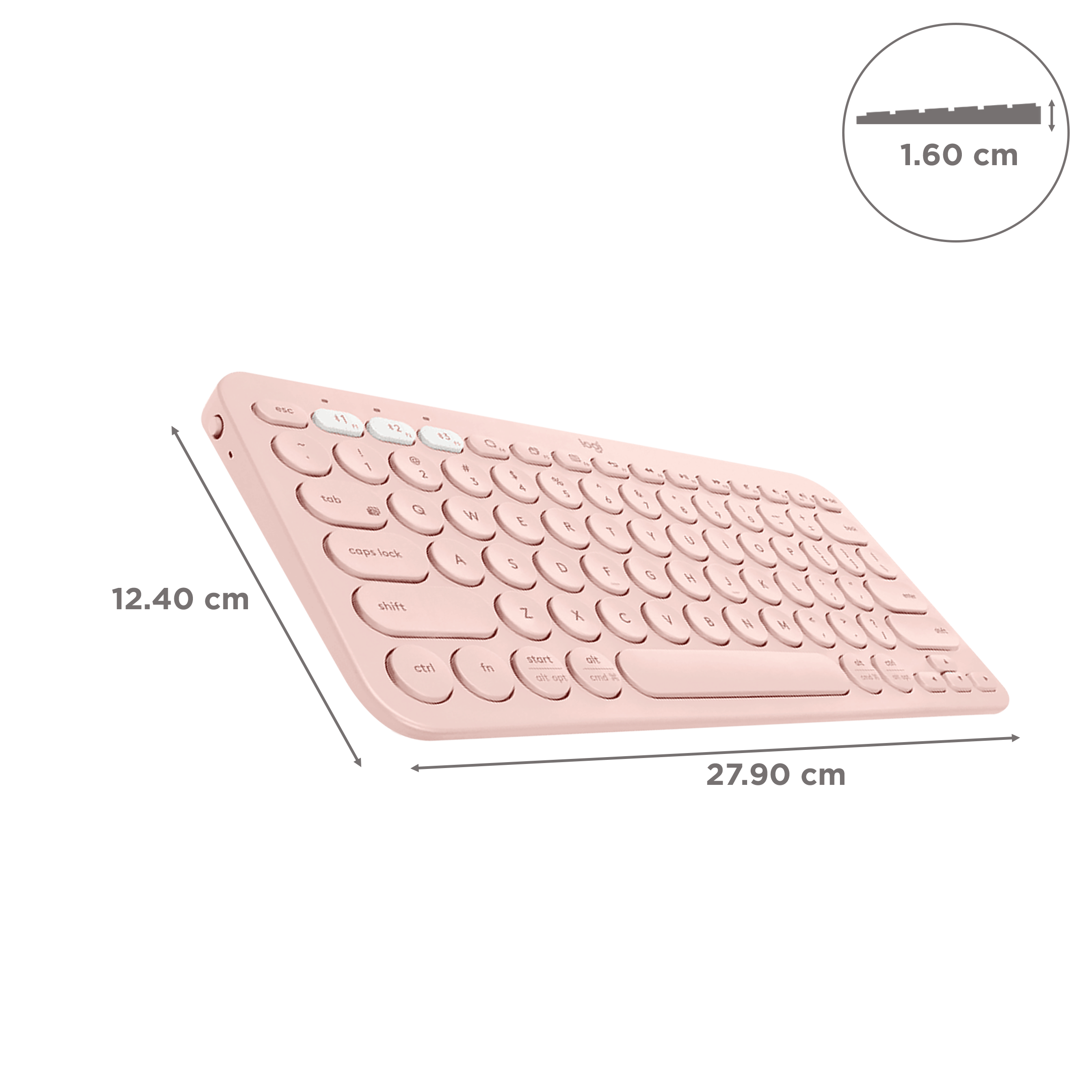 logitech K380 Bluetooth 3.0 Wireless Keyboard with Multi Device Connectivity (Low Profile Scissor Keys, Rose)_3