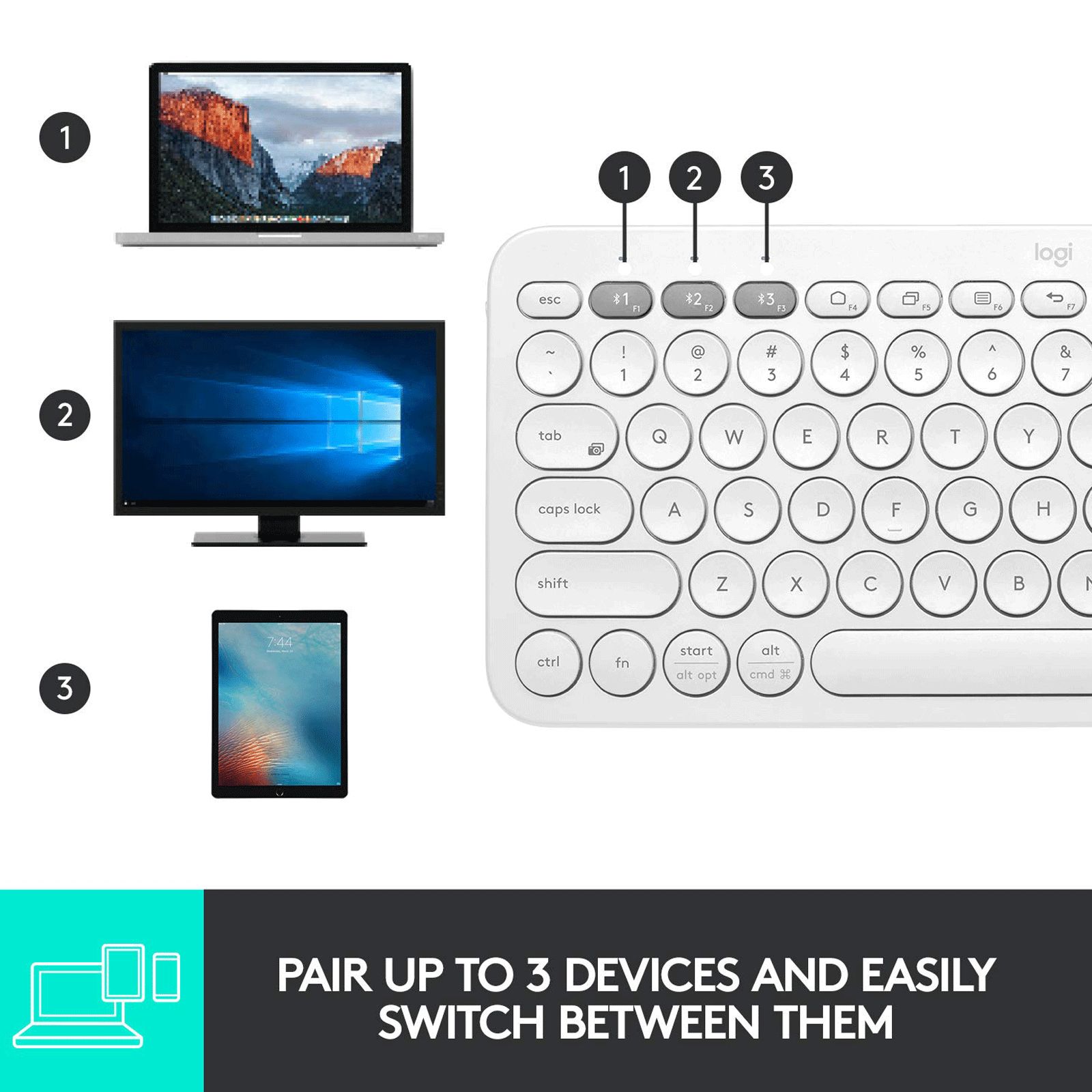 logitech K380 Bluetooth 3.0 Wireless Keyboard with Multi Device Connectivity (Low Profile Scissor Keys, Off-White)_11