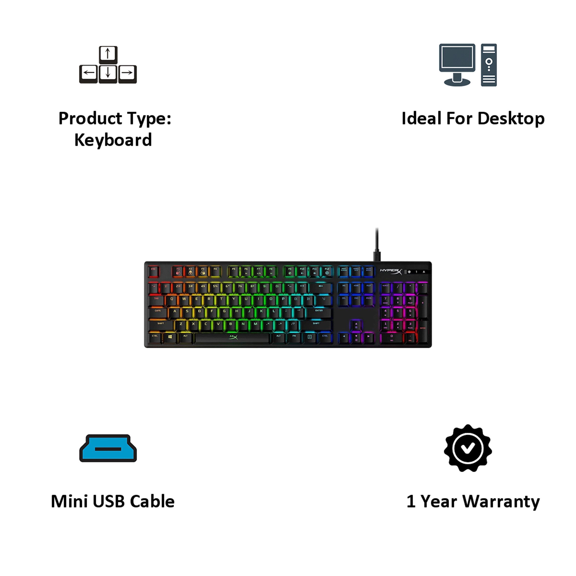 HyperX Alloy Origins Wired Gaming Keyboard (Detachable (Type-C) Cable, HX-KB6RDX-US, HyperX Blue Switch) HyperX Alloy Origins Wired Gaming Keyboard (Detachable (Type-C) Cable, HX-KB6RDX-US, HyperX Blue Switch)_5