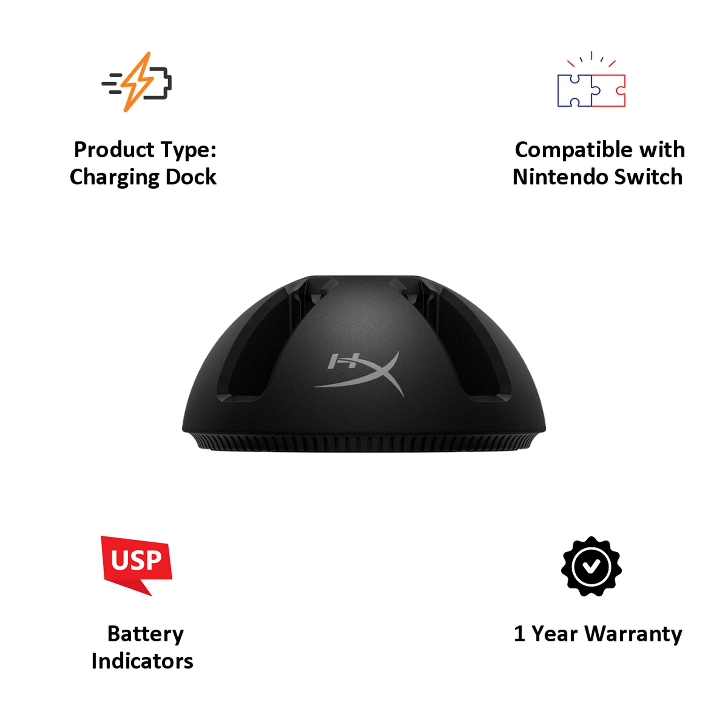 HyperX ChargePlay Charging Dock for Nintendo Switch (Battery Indicators, HX-CPQD-U, Black)_5