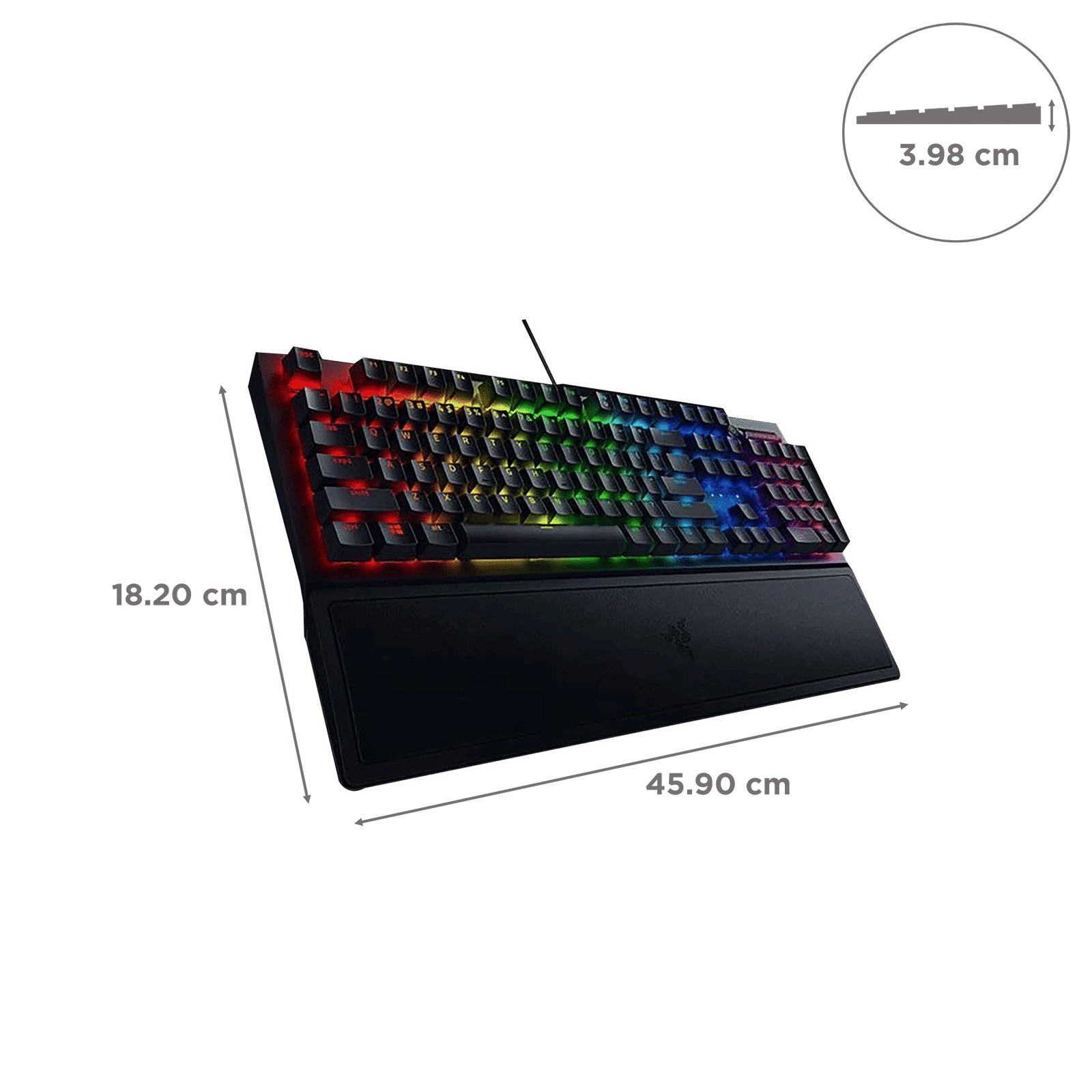 RAZER BlackWidow V3 Wired Gaming Keyboard with Backlit Keys (Ergonomic Wrist Rest, Black)_3