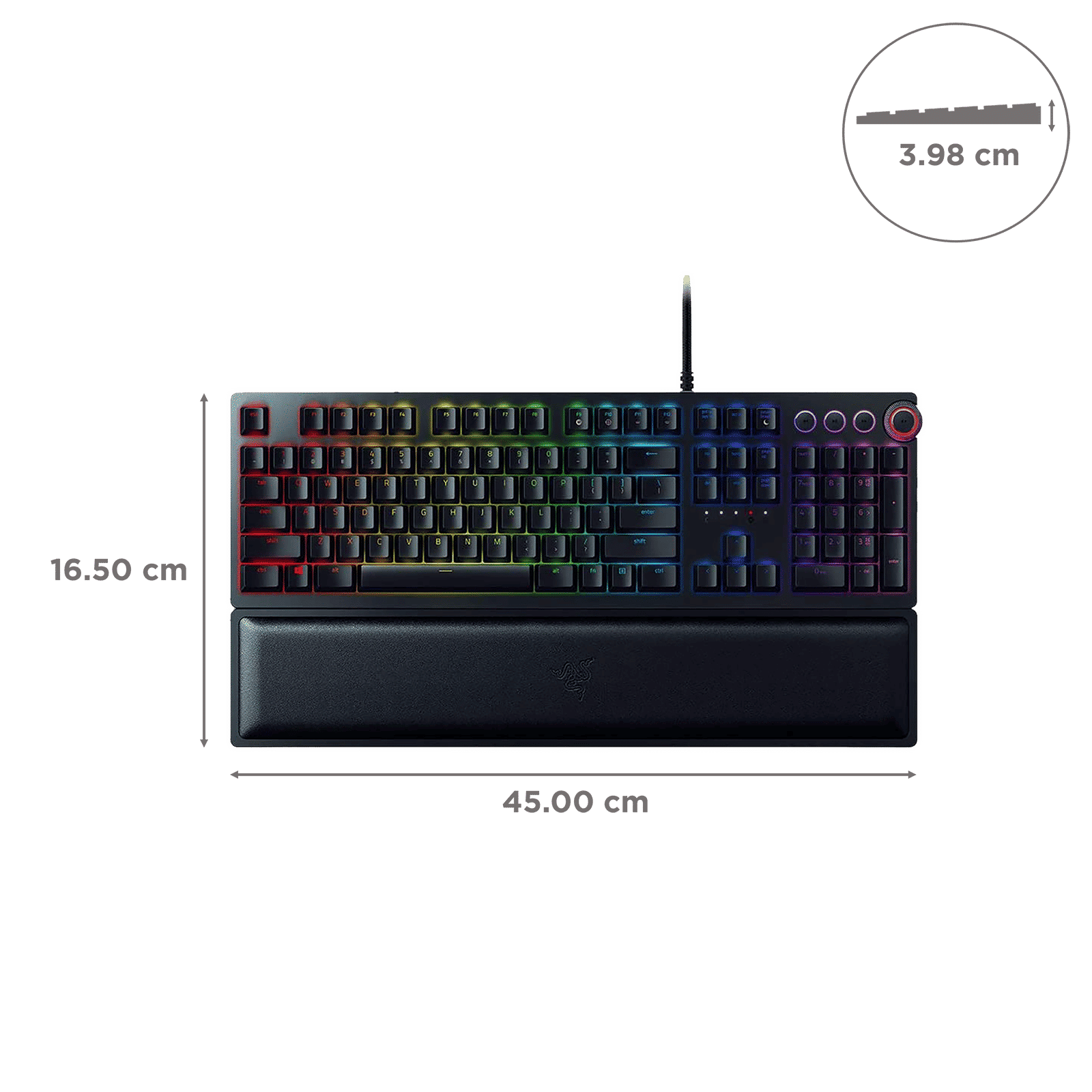 RAZER Huntsman Elite Wired Gaming Keyboard with Backlit Keys (Ergonomic Wrist Rest, Black)_3