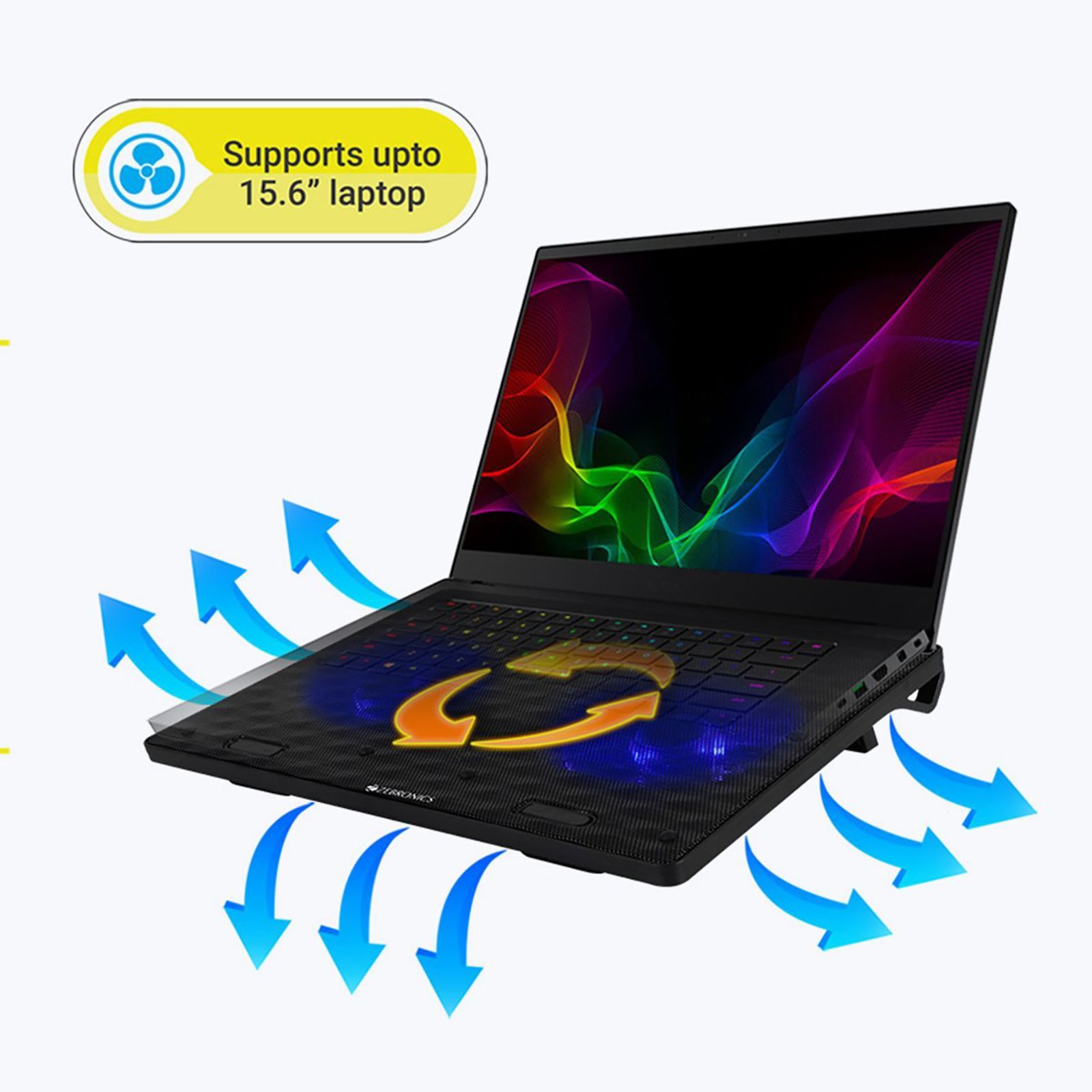 ZEBRONICS ZEB-NC3300 Stand with Cooling Fan For Laptop (Dual USB Port, A180-ZEB-NC3300, Black)_8