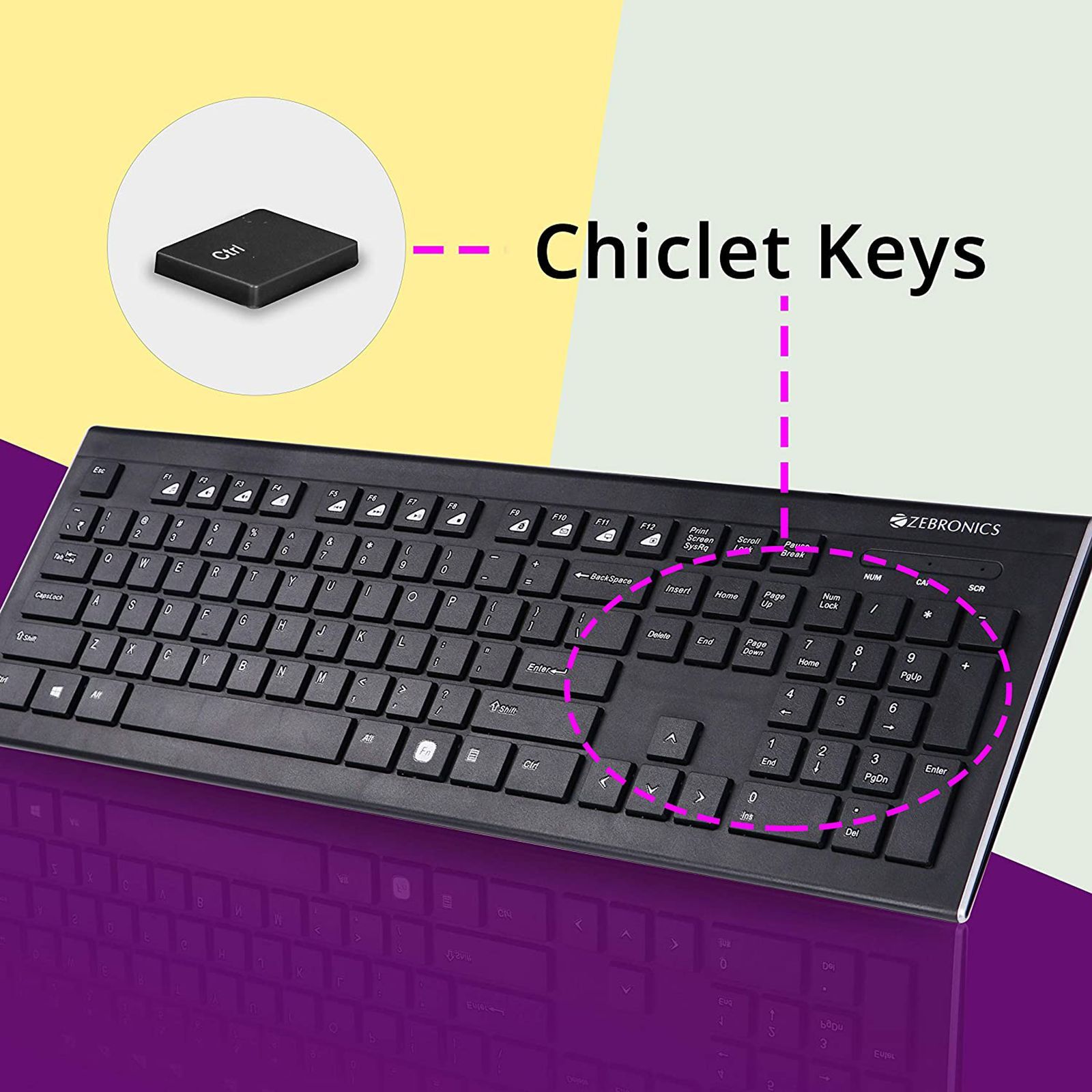 ZEBRONICS ZEB-DLK01 Wired Keyboard with Number Pad (UV Coated Keys, Black)_6