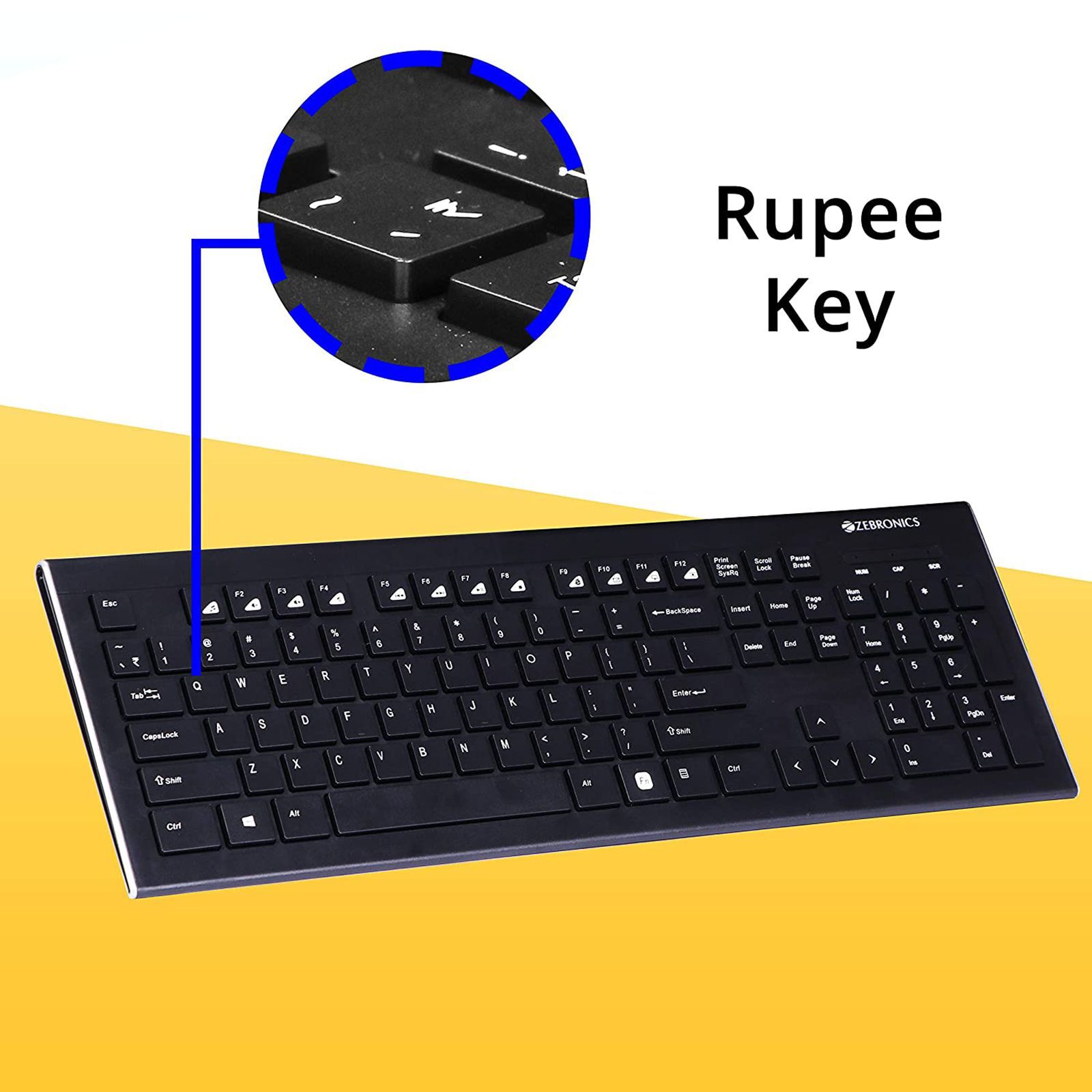 ZEBRONICS ZEB-DLK01 Wired Keyboard with Number Pad (UV Coated Keys, Black)_8
