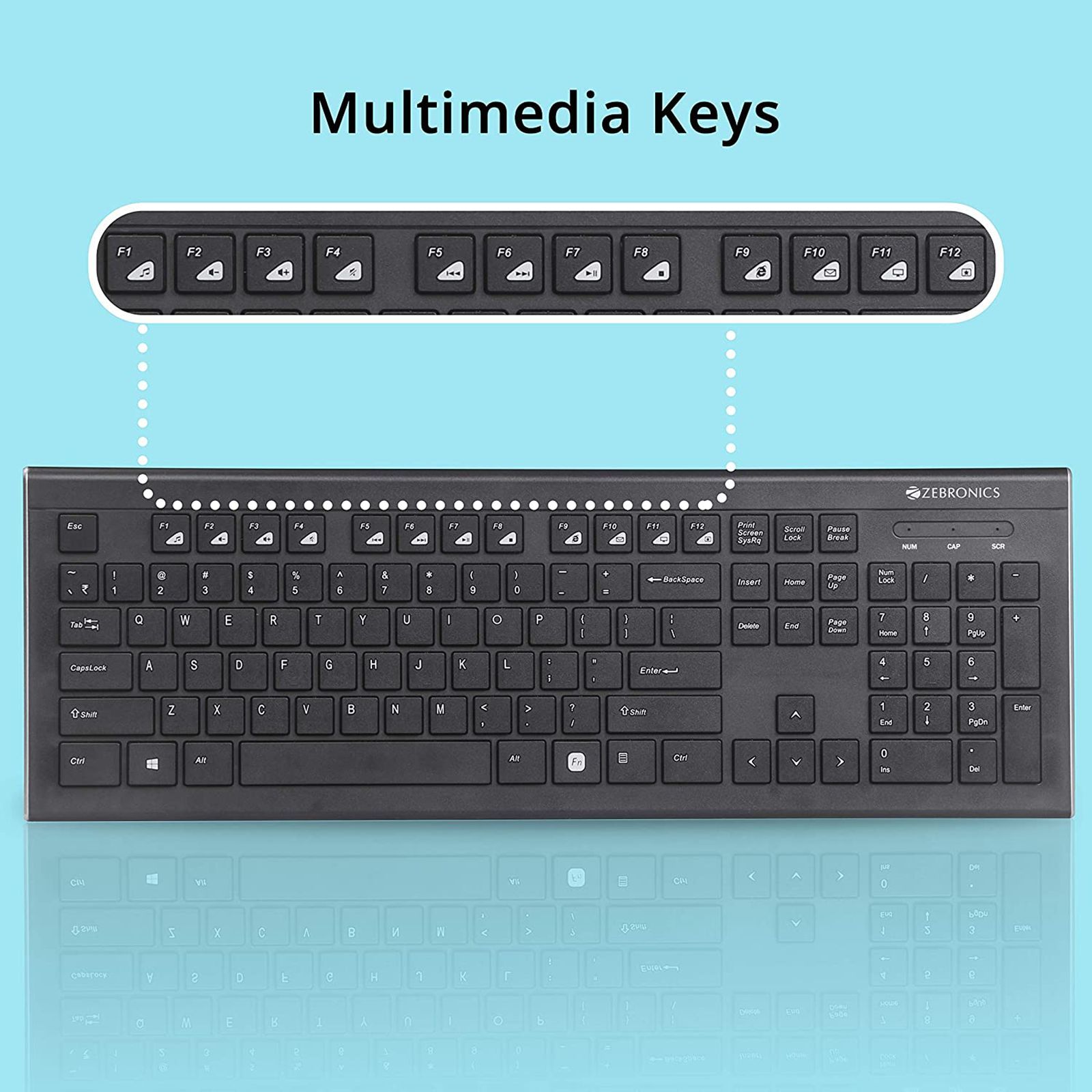 ZEBRONICS ZEB-DLK01 Wired Keyboard with Number Pad (UV Coated Keys, Black)_9