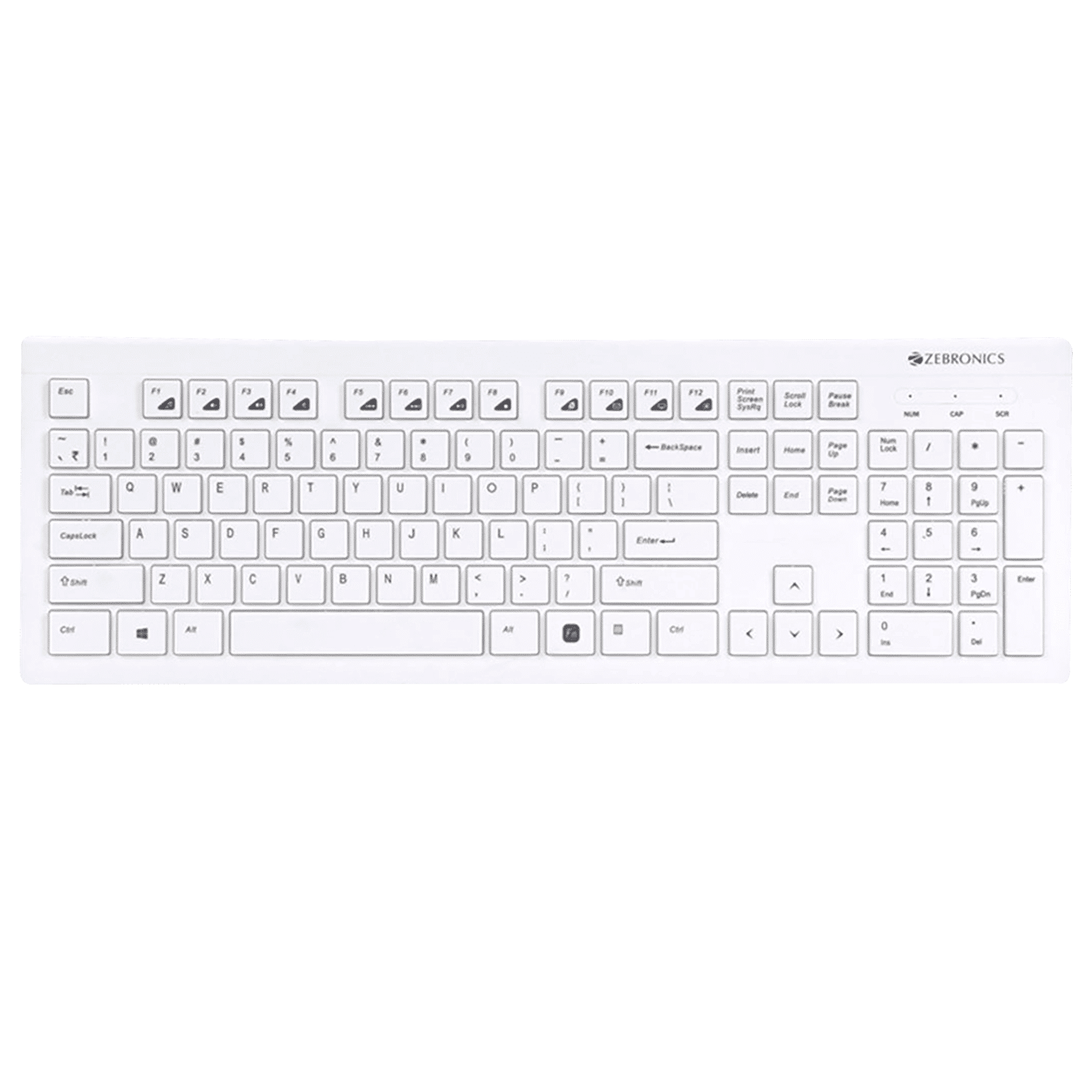 ZEBRONICS ZEB-DLK01 Wired Keyboard with Number Pad (UV Coated Keys, White)_1