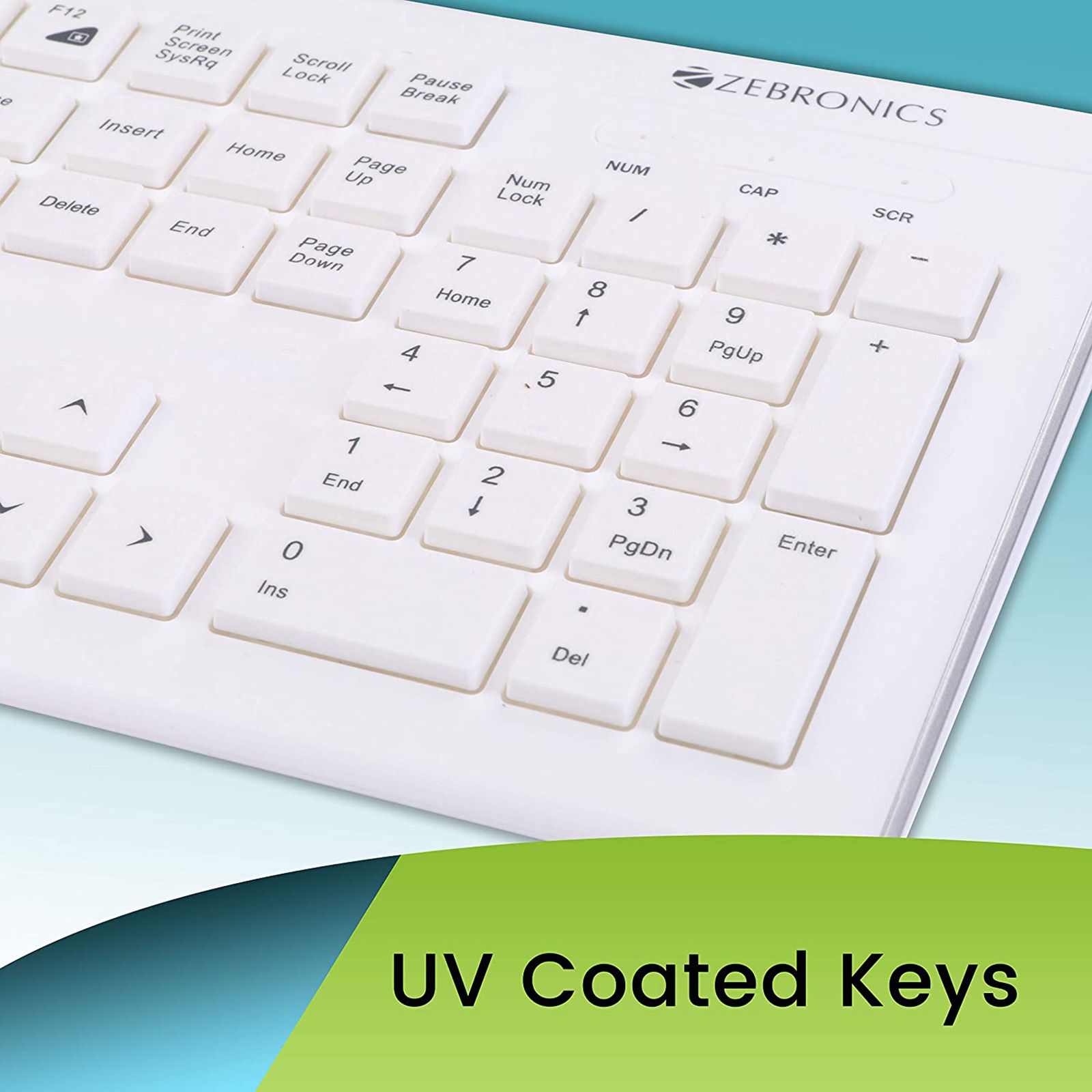 ZEBRONICS ZEB-DLK01 Wired Keyboard with Number Pad (UV Coated Keys, White)_10