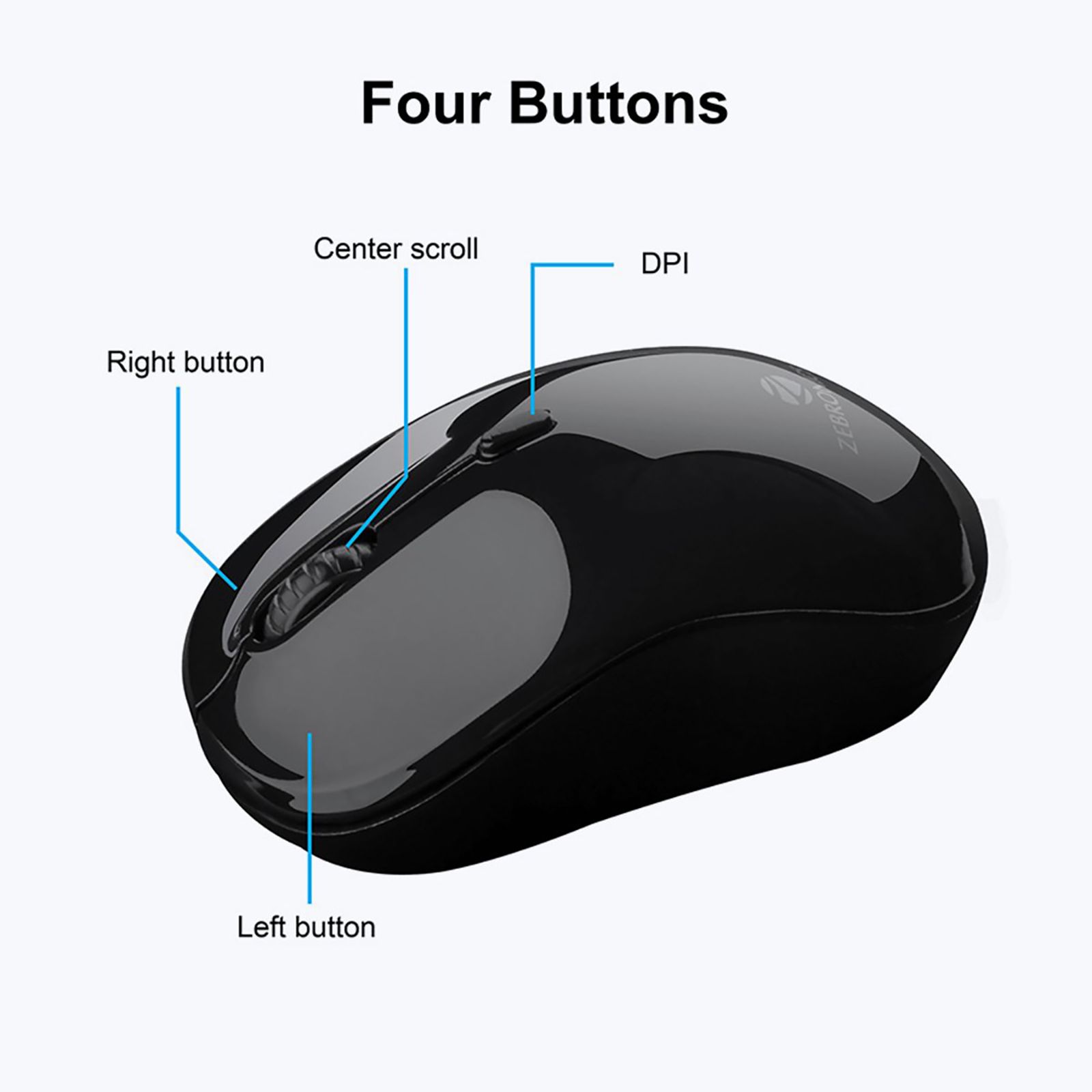 ZEBRONICS Zeb-Shine Wireless Optical Mouse (1600 DPI Adjustable, Smart Energy Saving Mode, Black)_7
