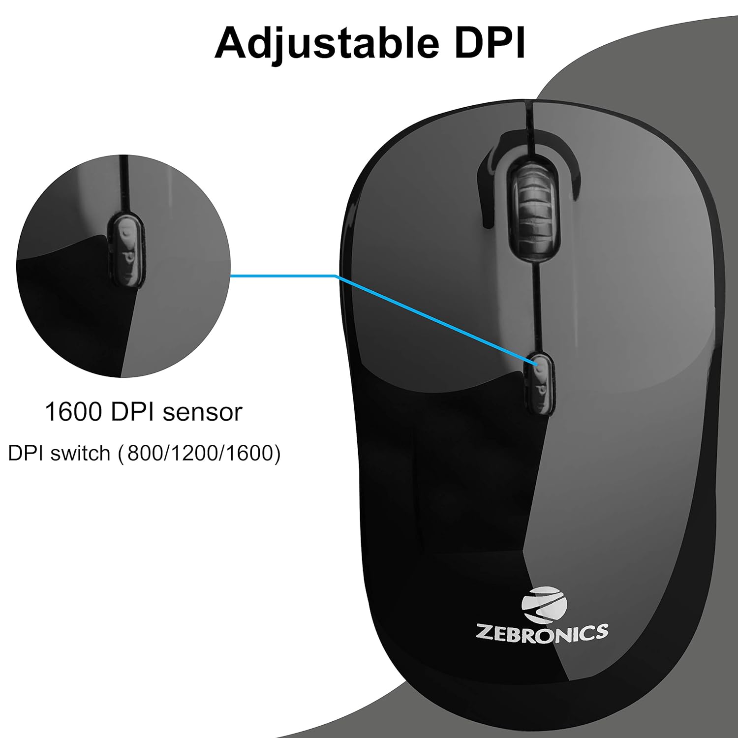 ZEBRONICS Zeb-Shine Wireless Optical Mouse (1600 DPI Adjustable, Smart Energy Saving Mode, Black)_14