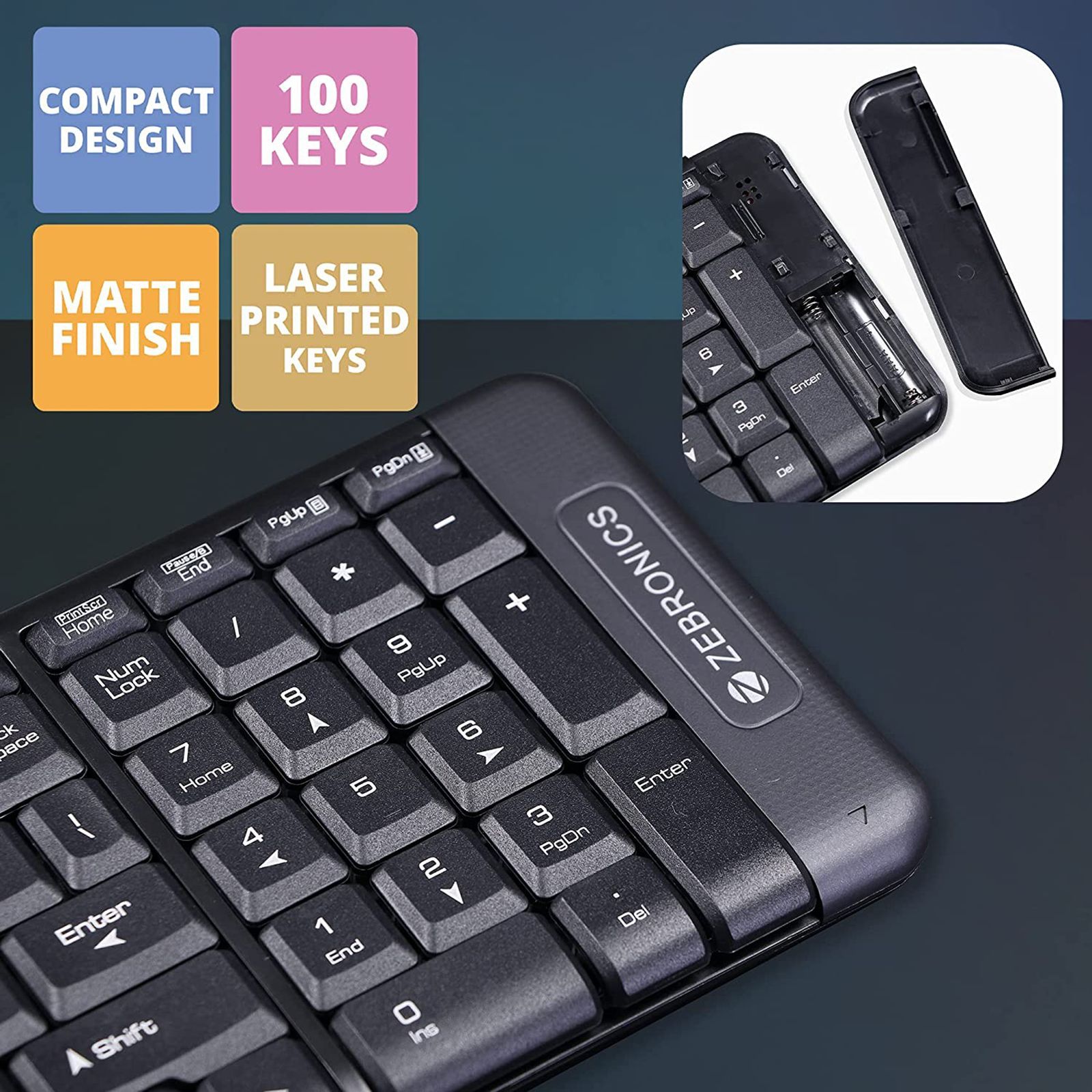 ZEBRONICS ZEB-Companion 104 Wireless Keyboard & Mouse Combo (100 Keys, 1200 DPI, Advanced Optical Sensor Technology, Black)_6