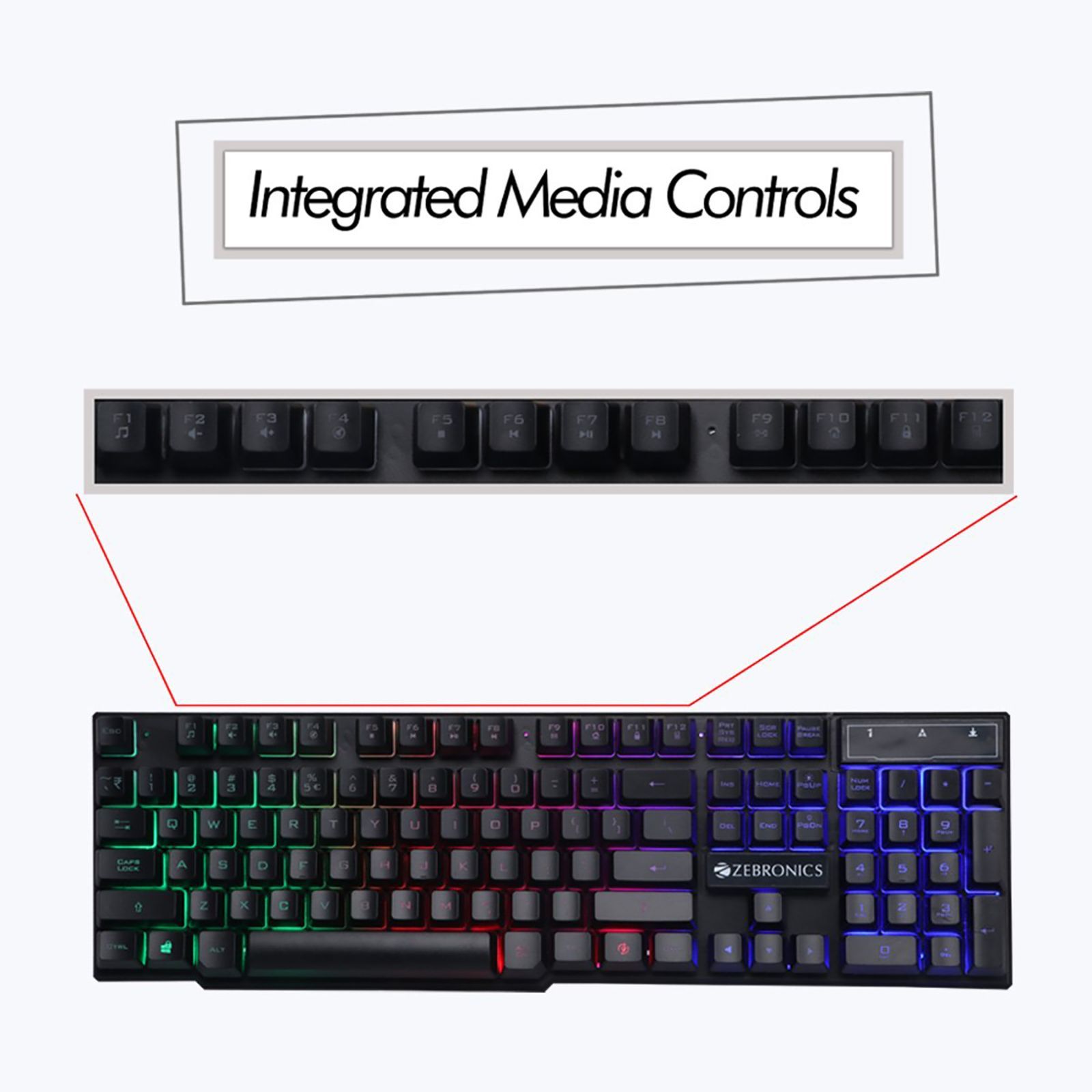 ZEBRONICS ZEB-Fighter Wired Gaming Keyboard & Mouse Combo (108 Keys, 2000 DPI Adjustable, High Precision Sensor, Black)_4