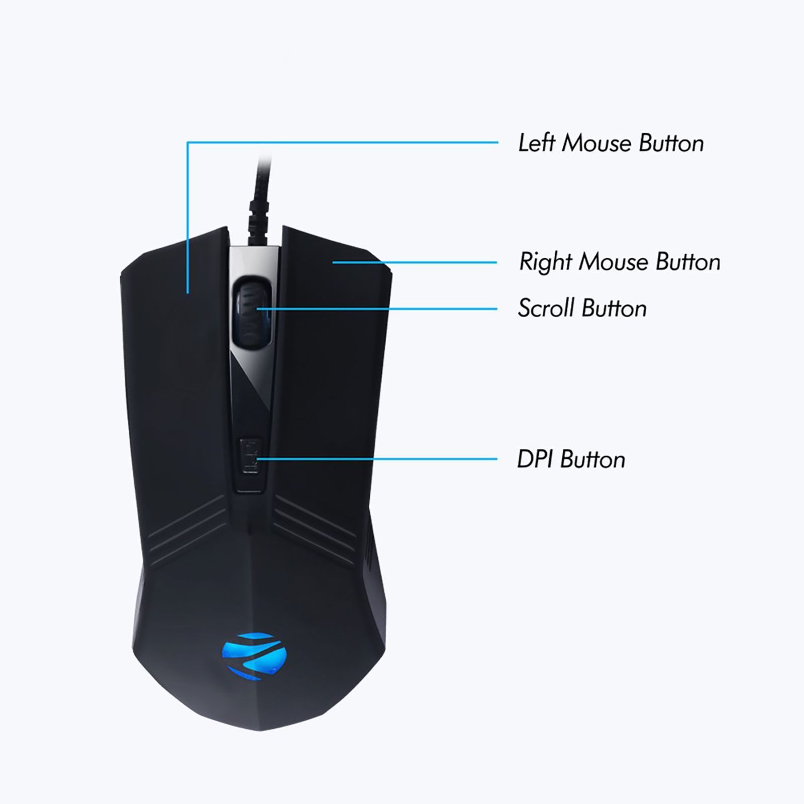 ZEBRONICS ZEB-Fighter Wired Gaming Keyboard & Mouse Combo (108 Keys, 2000 DPI Adjustable, High Precision Sensor, Black)_8