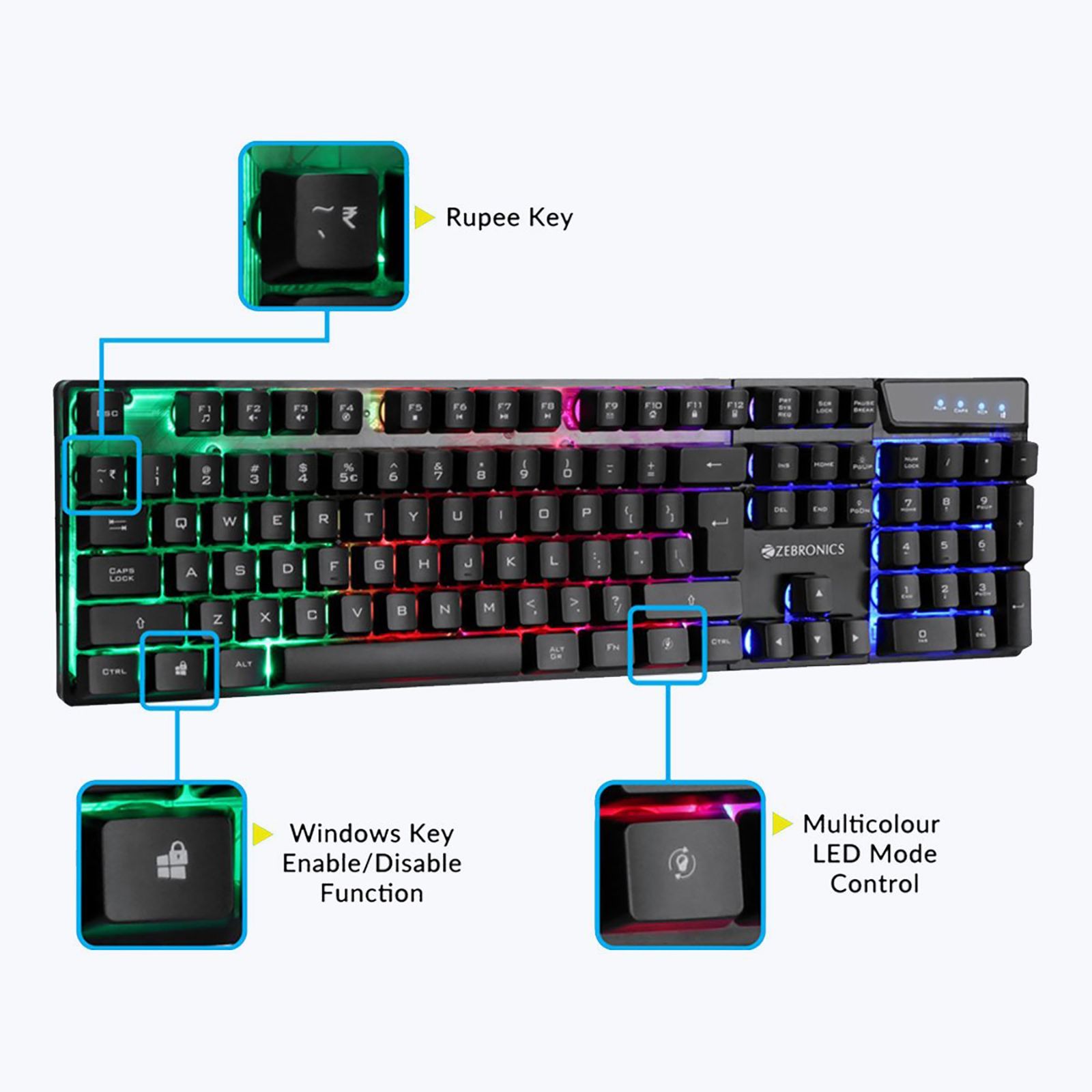 ZEBRONICS ZEB-War Wired Gaming Keyboard & Mouse Combo (104 Keys, 3200 DPI Adjustable, Advanced Optical Sensor Technology, Black)_3