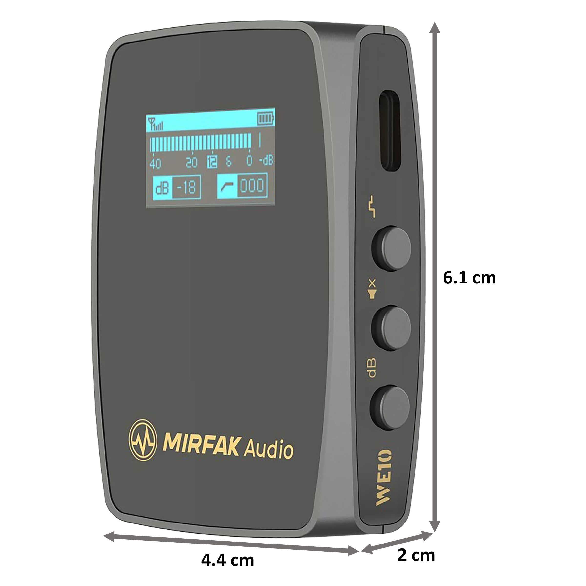 MIRFAK Audio WE10 Camera Mount Wireless Microphone (Multi-Function Screen, Black)_2