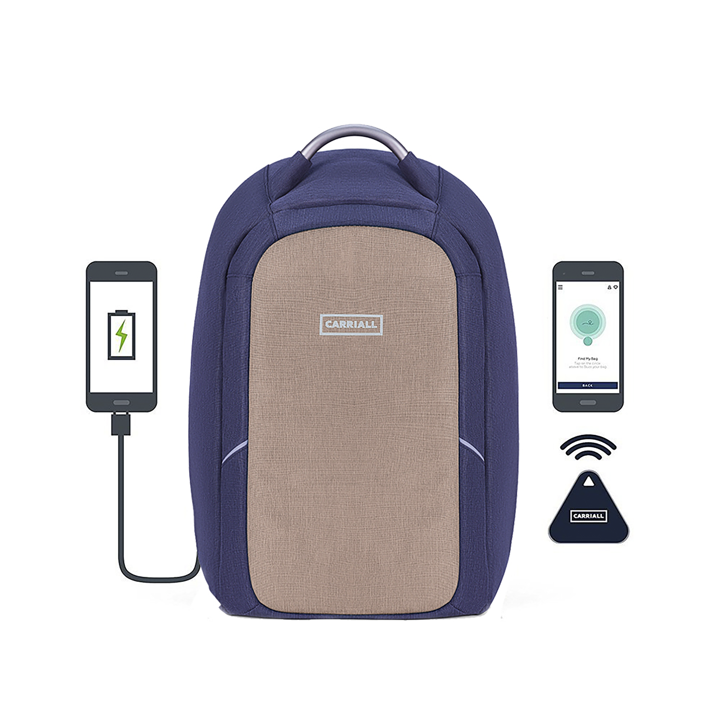 Carriall Columbus Polyester Laptop Backpack for 15.6 Inch Laptop (22.4 L, USB Charging Port, Beige)_7