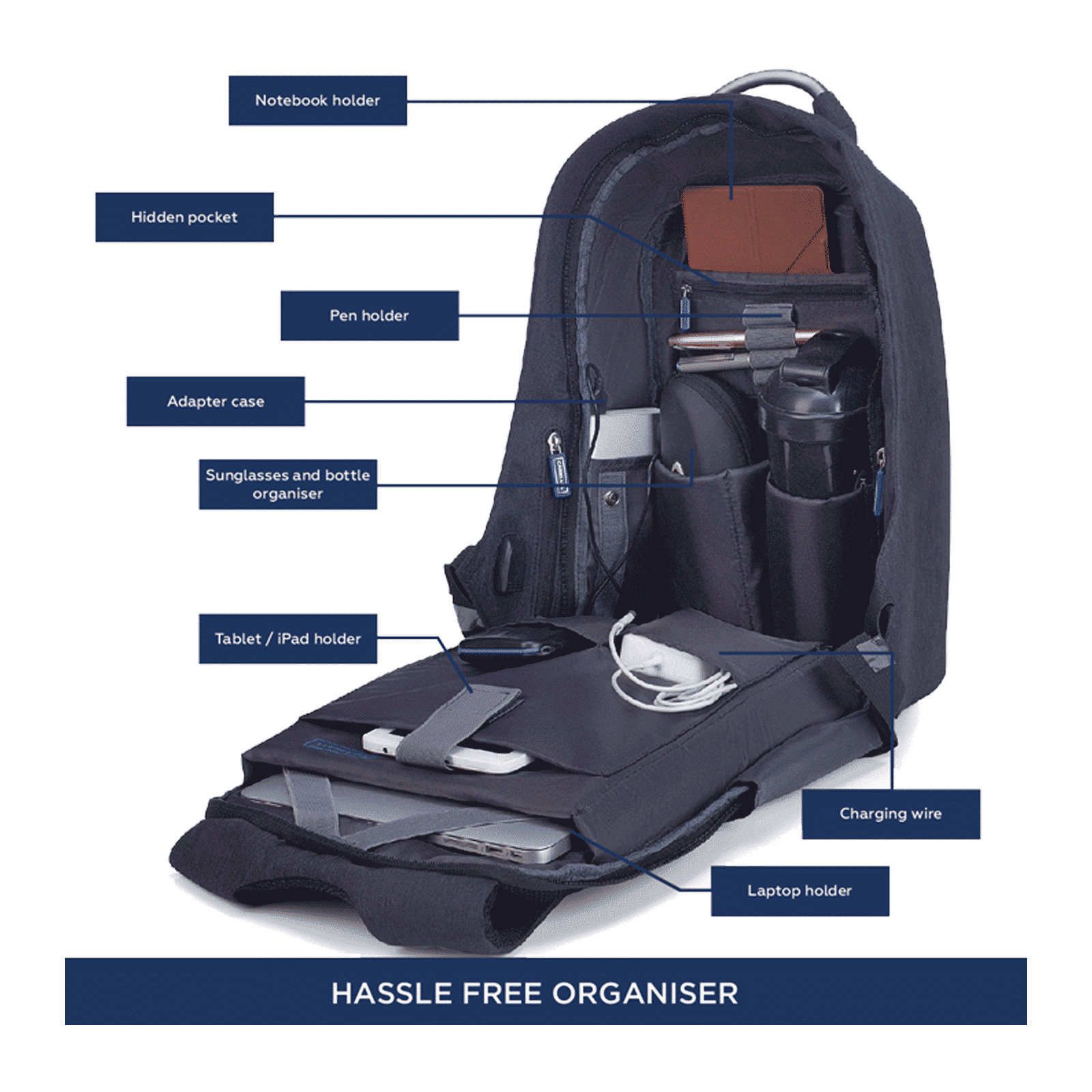 Carriall Columbus Polyester Laptop Backpack for 15.6 Inch Laptop (22.4 L, USB Charging Port, Beige)_12