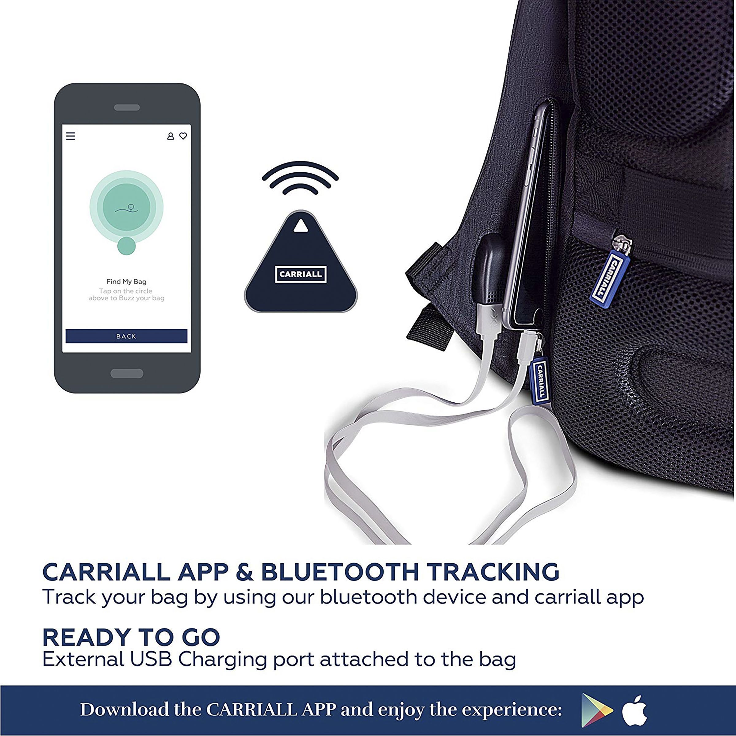 Carriall Vasco Polyester Laptop Backpack(21.1 L, USB Charging Port, Blue)_7