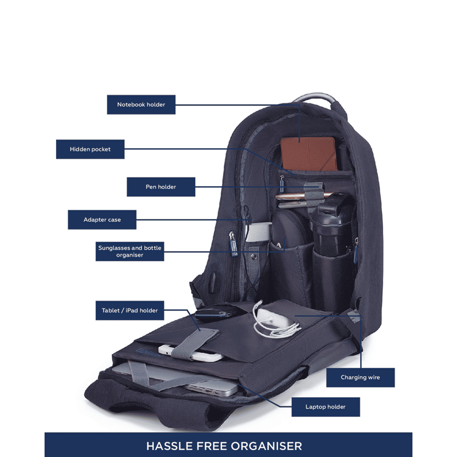 Carriall Vasco Polyester Laptop Backpack(21.1 L, USB Charging Port, Orange)_8