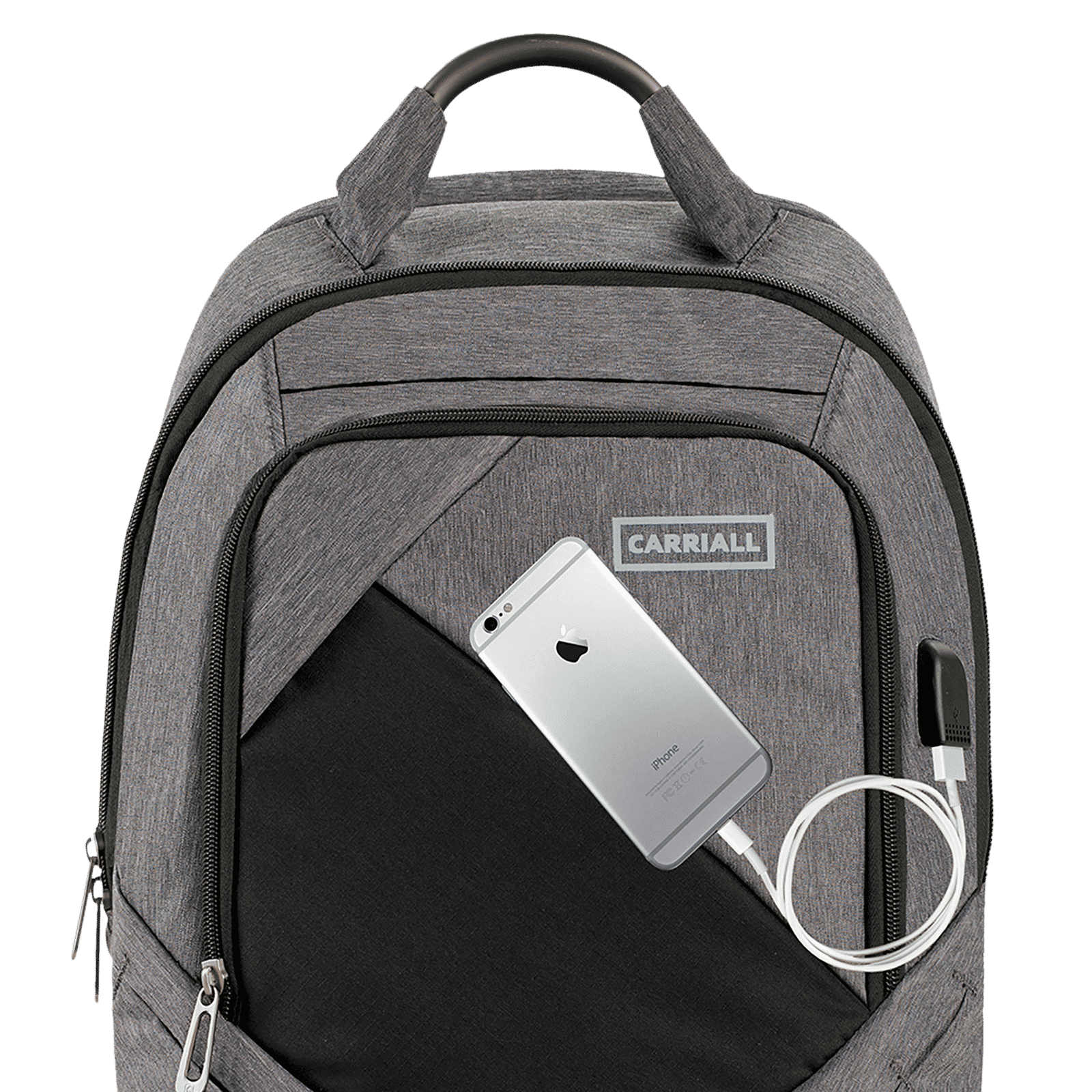 Carriall Minikin Polyester Laptop Backpack for 15.6 Inch Laptop (29.6 L, USB Charging Port, Grey)_7