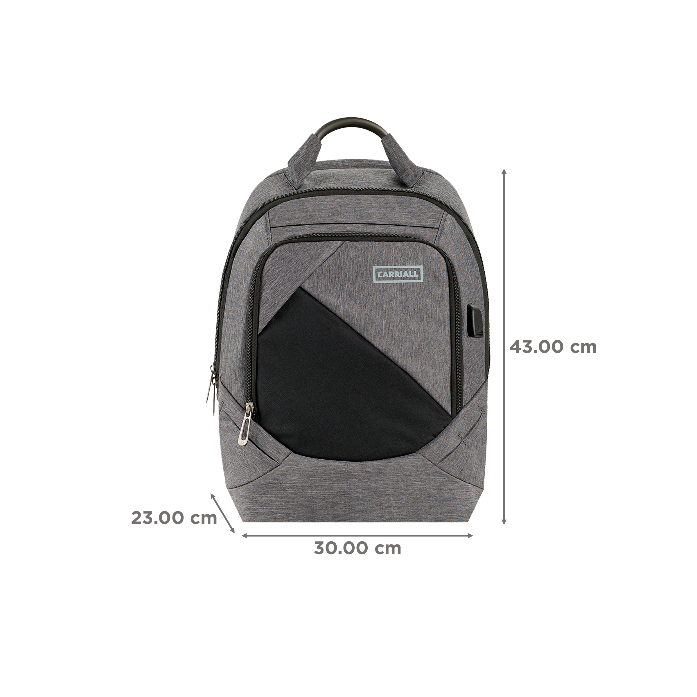 Carriall Minikin Polyester Laptop Backpack for 15.6 Inch Laptop (29.6 L, USB Charging Port, Grey)_3