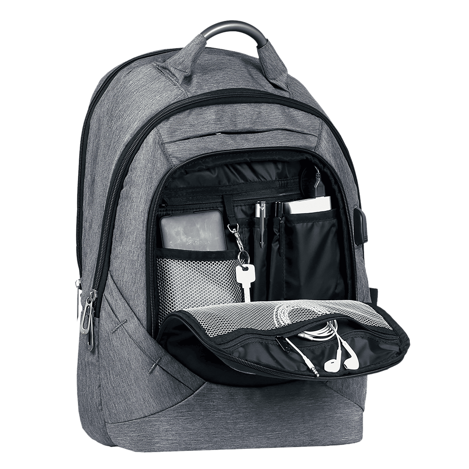 Carriall Minikin Polyester Laptop Backpack for 15.6 Inch Laptop (29.6 L, USB Charging Port, Grey)_4